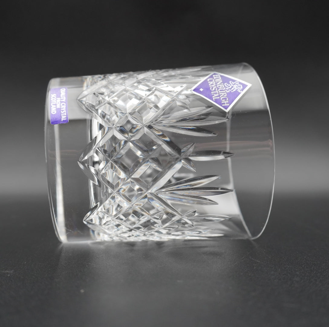 Set of 6 Edinburgh Crystal Lomond 9oz Tumblers | Cut Glass Whisky Glasses in Original Satin Box | Vintage Barware Made in Scotland