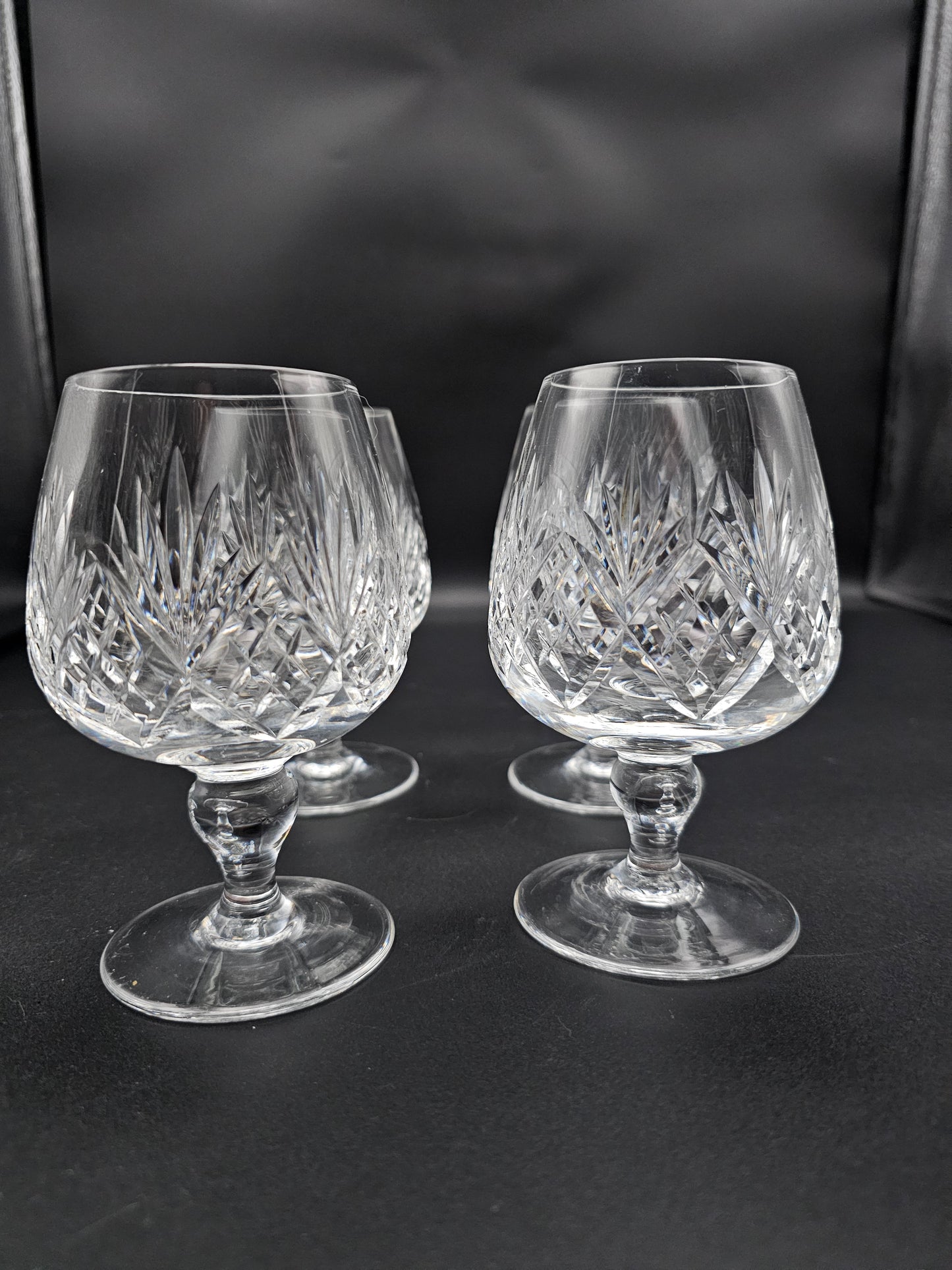 Set of 4 Knopped stem Crystal Brandy Cognac glasses 9oz