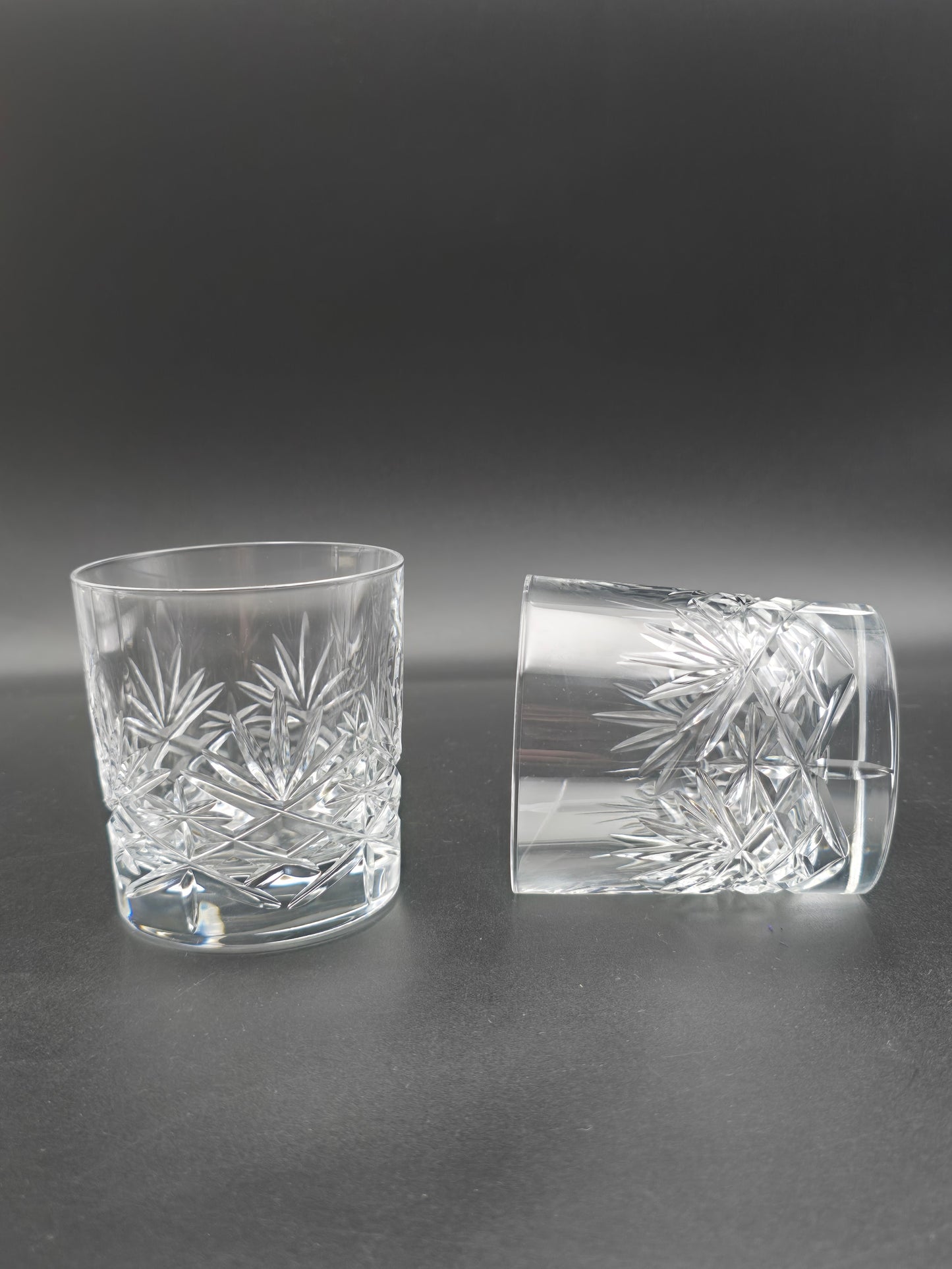 Pair of Edinburgh Crystal Duet Pattern Tumblers – 10oz – Signed, in Original Satin-Lined Box – 8.5cm Tall – Vintage Scottish Cut Crystal