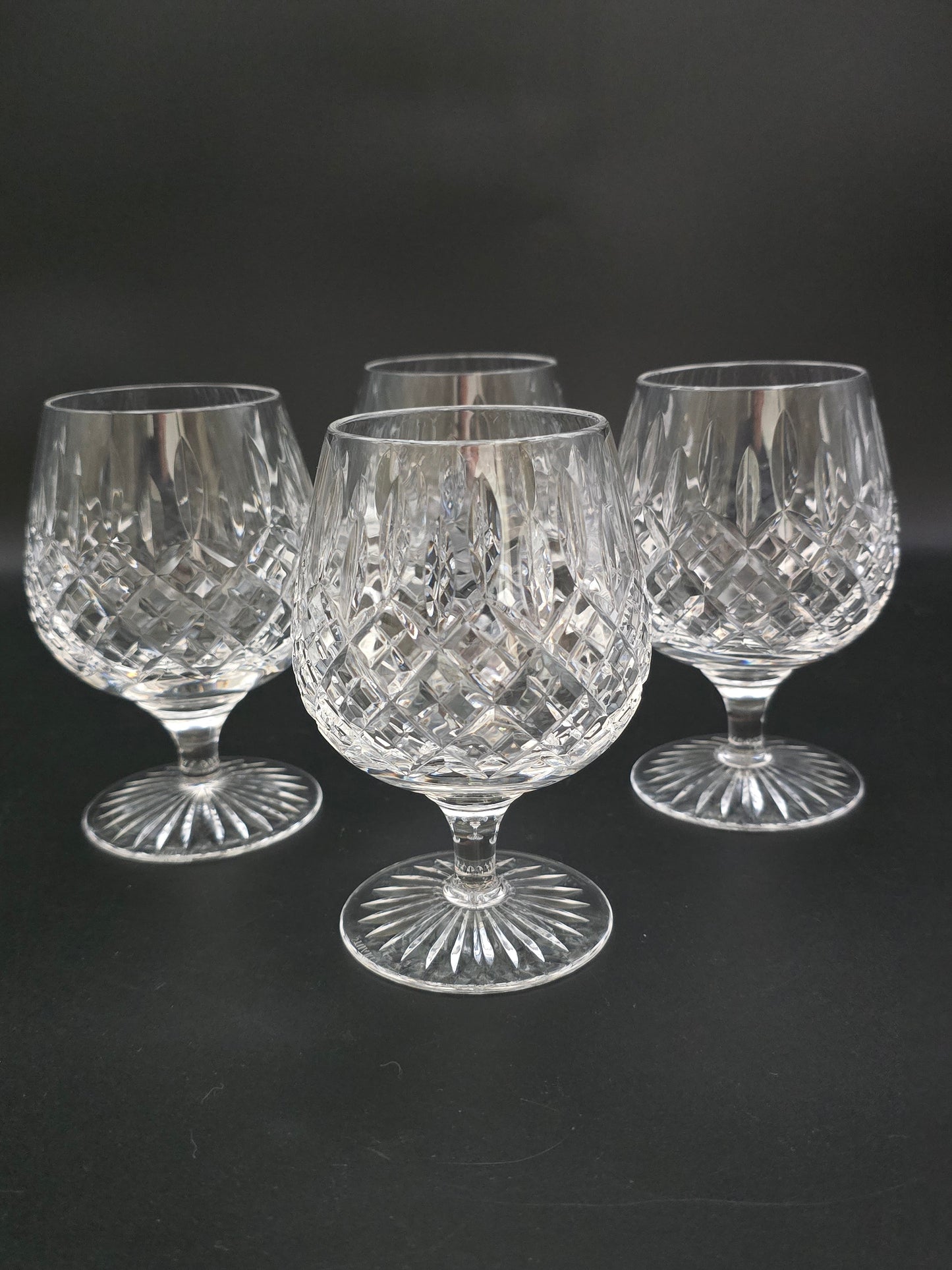 Beautiful Vintage set of 4 Stuart crystal Brandy Glasses Shaftesbury pattern. 11oz