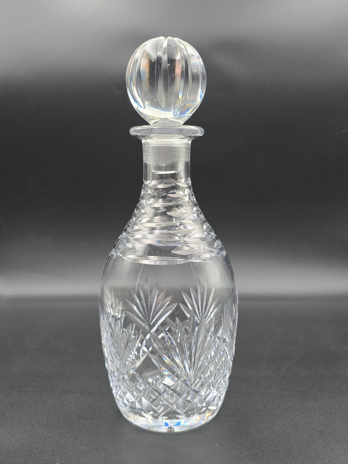 Vintage Cut Crystal Decanter with Round Stopper – Heavy Lead Crystal – Unmarked but Beautifully Crafted – Barware Gift Idea