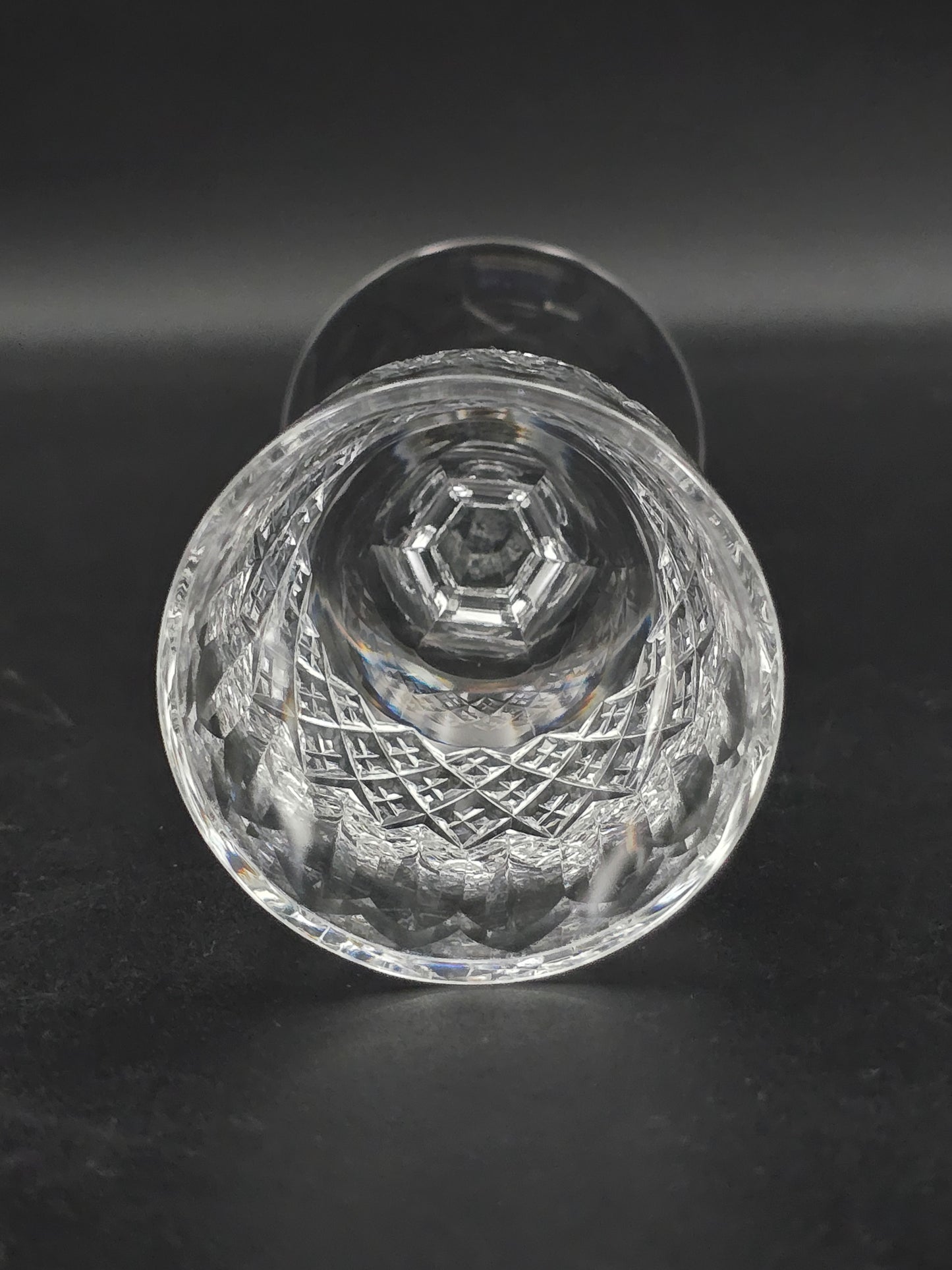 Set of 4 Thomas Webb Normandy pattern Crystal Liqueur glasses. 125ml.