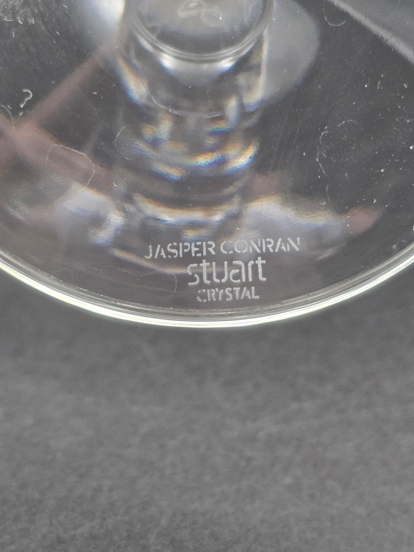 Pair of Stuart Crystal Ice Wine Glasses by Jasper Conran – 350ml Large Cut Crystal Goblets, Signed Vintage Glassware