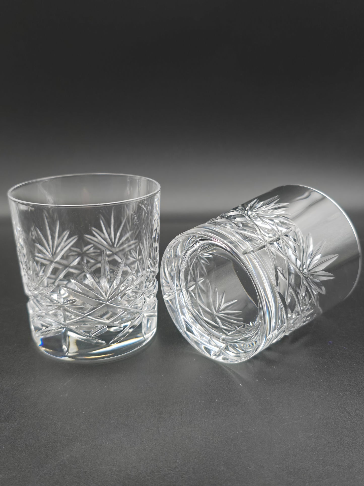 Pair of Edinburgh Crystal Duet Pattern Tumblers – 10oz – Signed, in Original Satin-Lined Box – 8.5cm Tall – Vintage Scottish Cut Crystal