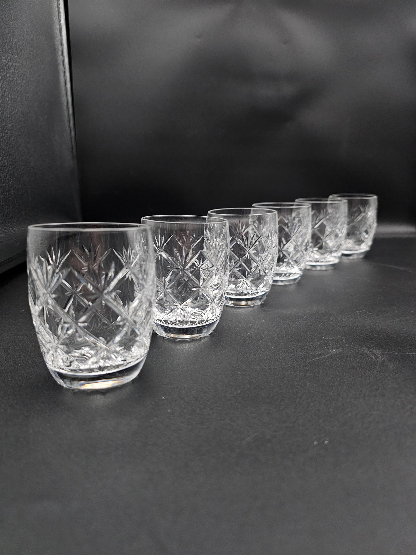 Set of 6 small Crystal Vodka or shot glasses. 7.5cm
