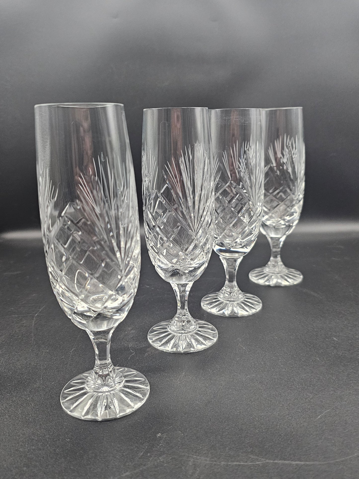 Set of 4 Short stem Crystal Champagne Flutes