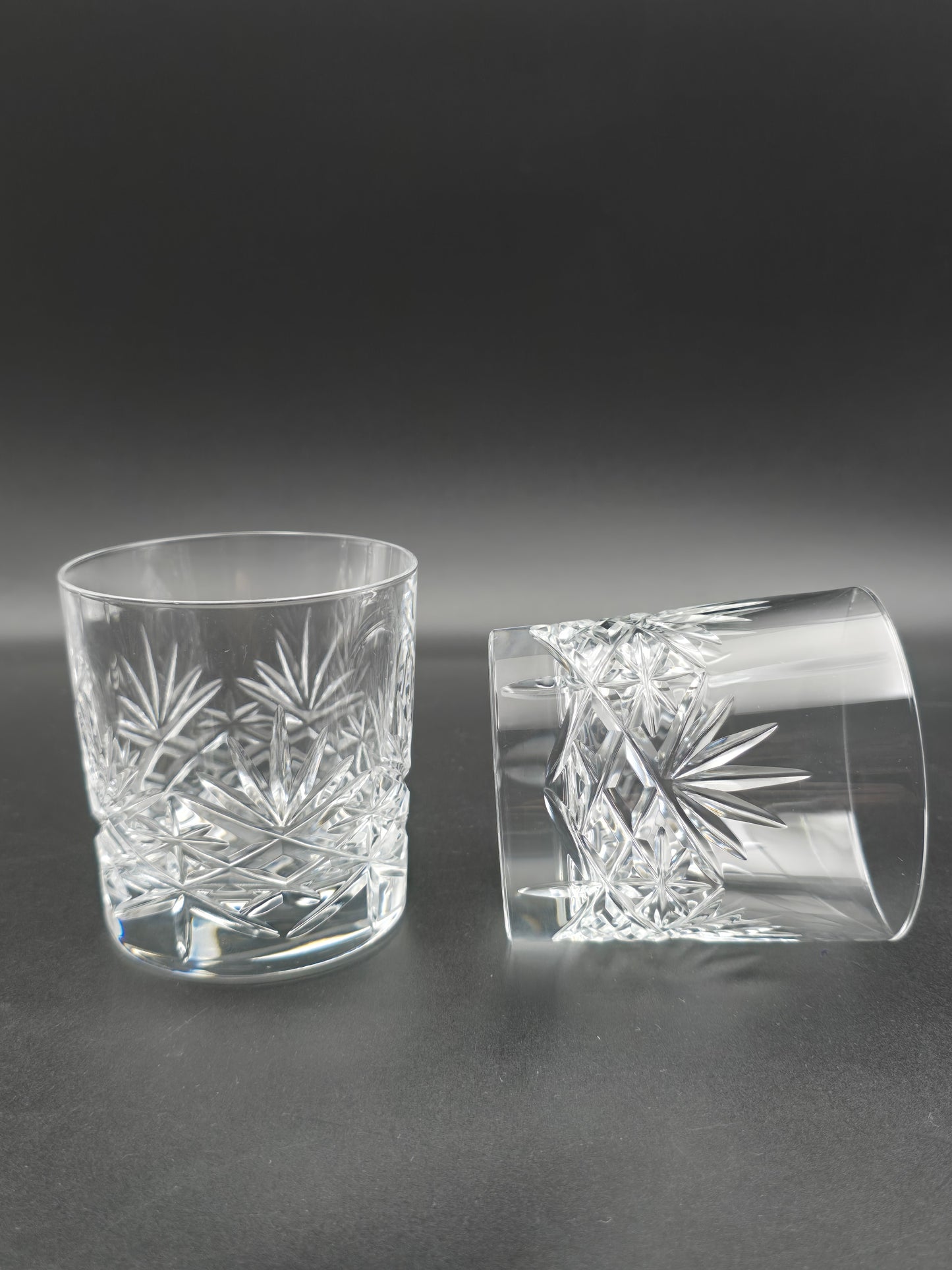 Pair of Edinburgh Crystal Duet Pattern Tumblers – 10oz – Signed, in Original Satin-Lined Box – 8.5cm Tall – Vintage Scottish Cut Crystal