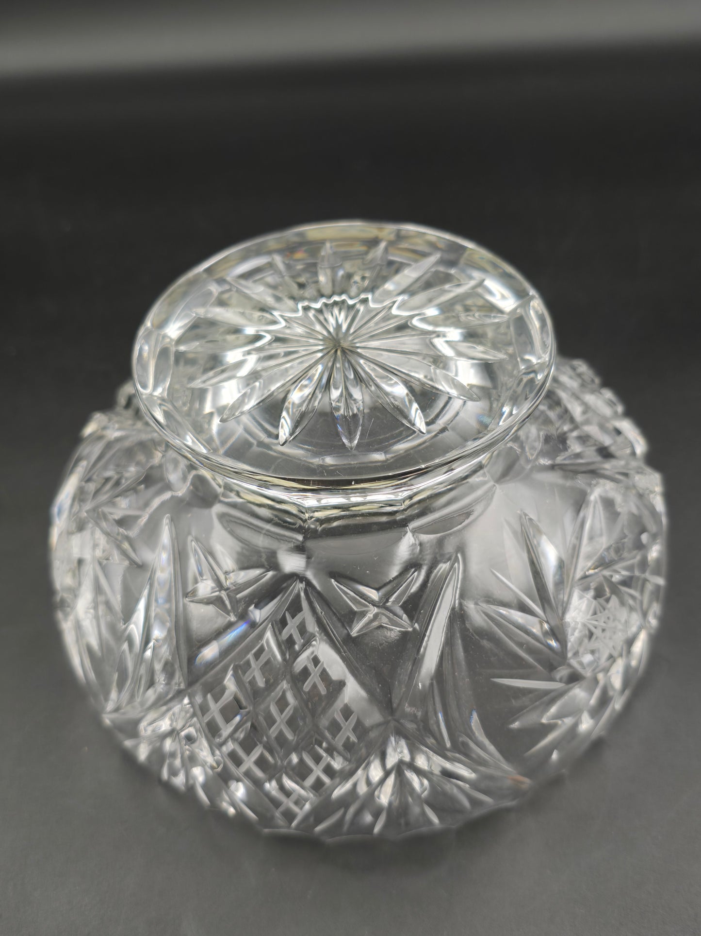 Bohemian Crystal Rose Bowl in Original Box – 6″ (15 cm) Hand‑Cut Lead Crystal, Footed Posy Bowl, Vintage Czech Glassware