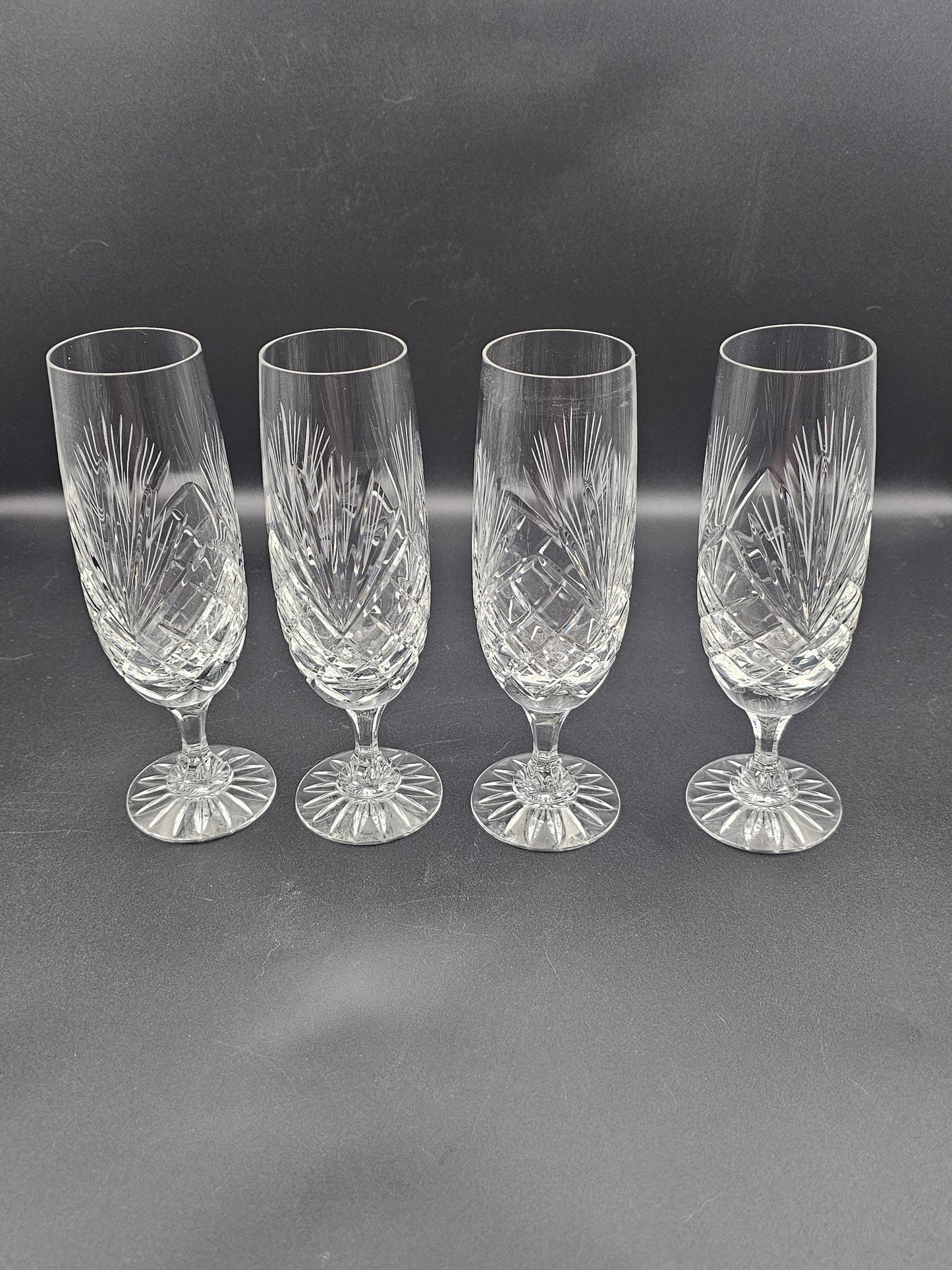 Set of 4 Short stem Crystal Champagne Flutes