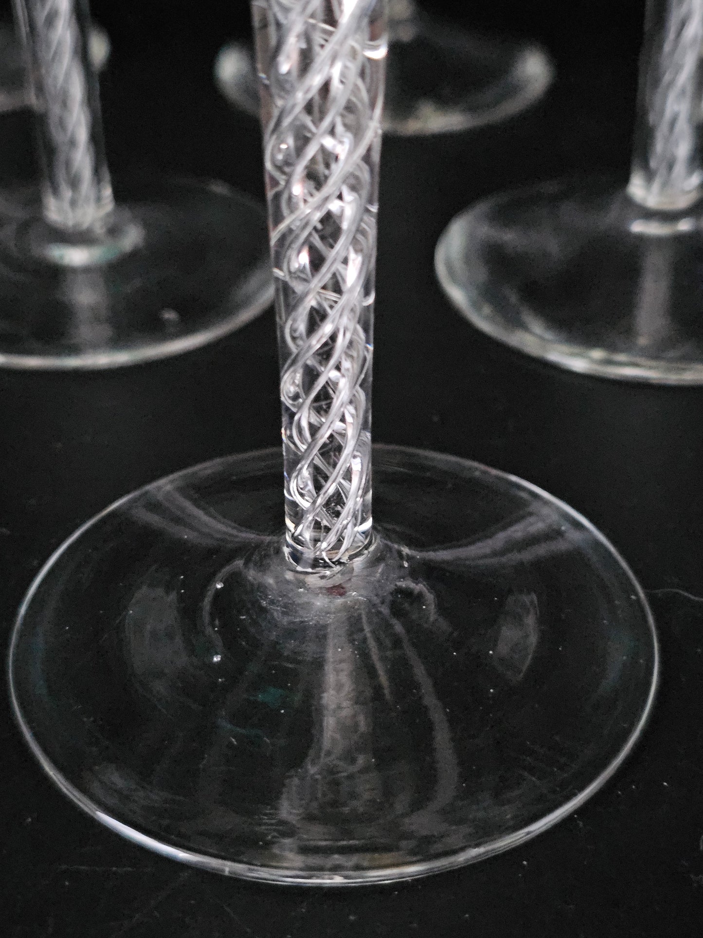 Set of 6 Coloured Air Twist Stem Coloured Crystal Hock Glasses. 250ml