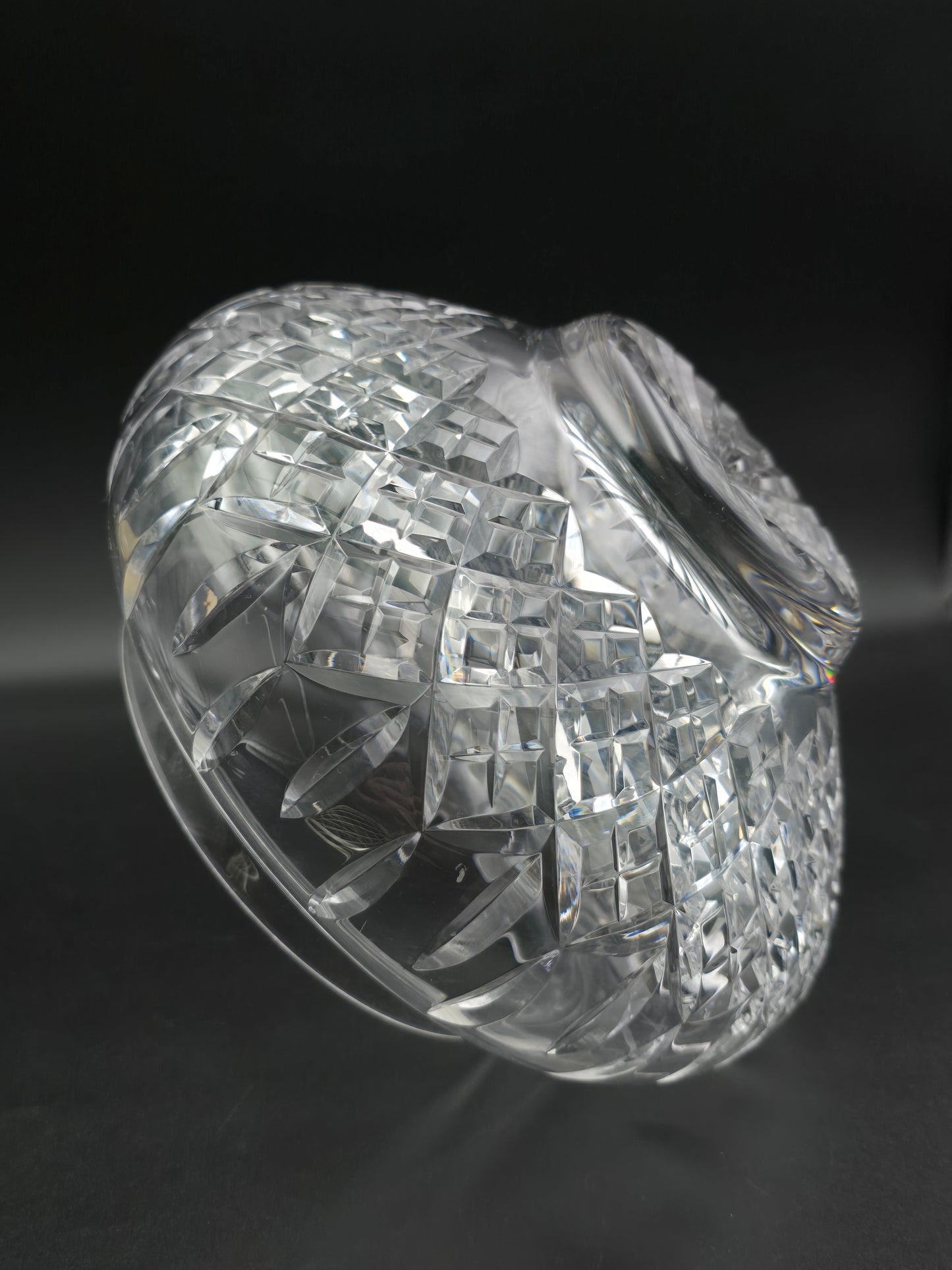 Stuart Crystal Shaftesbury Pattern Rose Bowl – Large 7.5" Vintage Posy Bowl – Heavyweight Cut Glass with Etched Mark & Starburst Base – 1.8kg Display Bowl