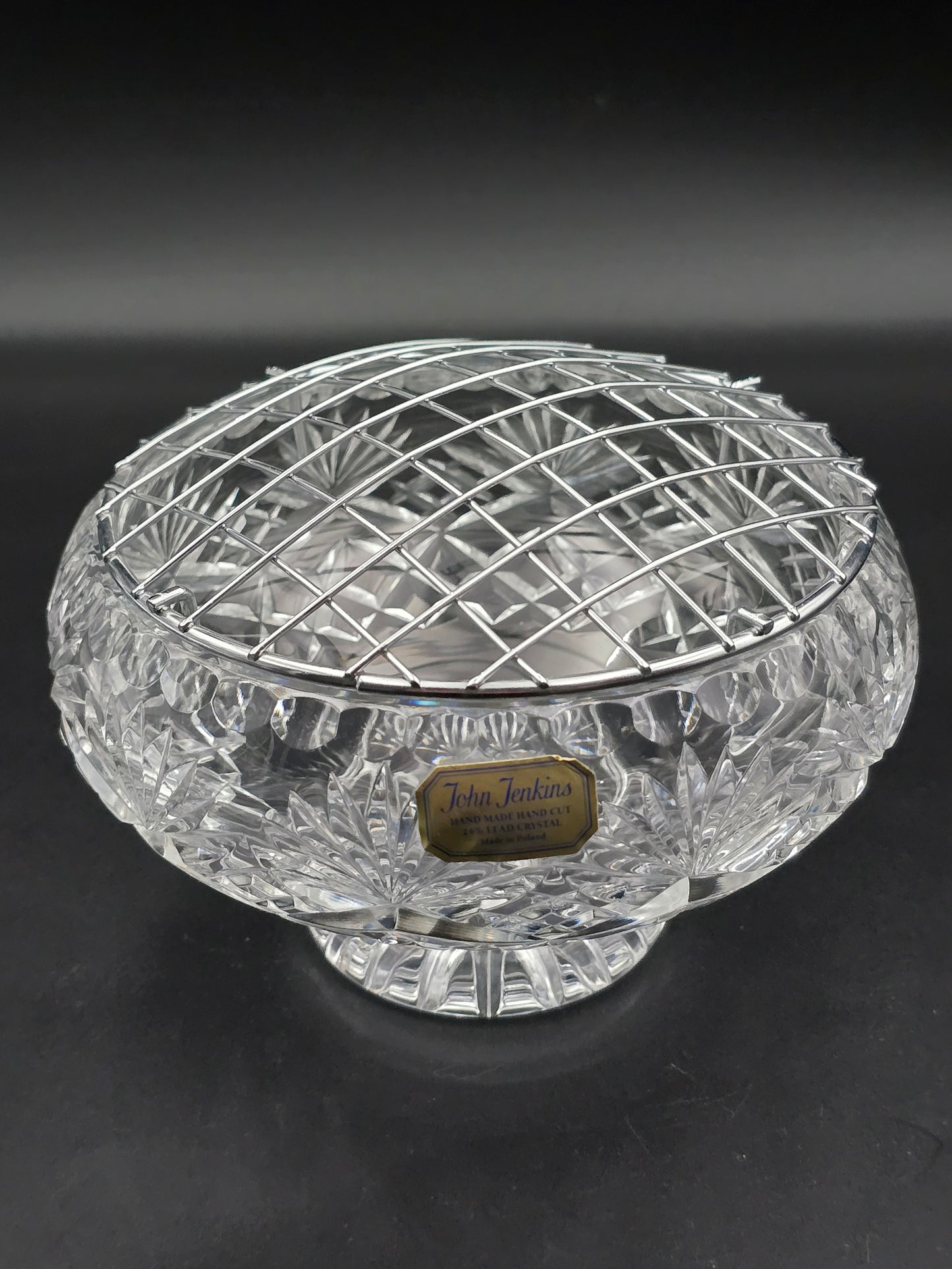 Hand-Cut Crystal Rose Bowl by John Jenkins – 6" Posy Vase – Polish 24% Lead Crystal with Star Base
