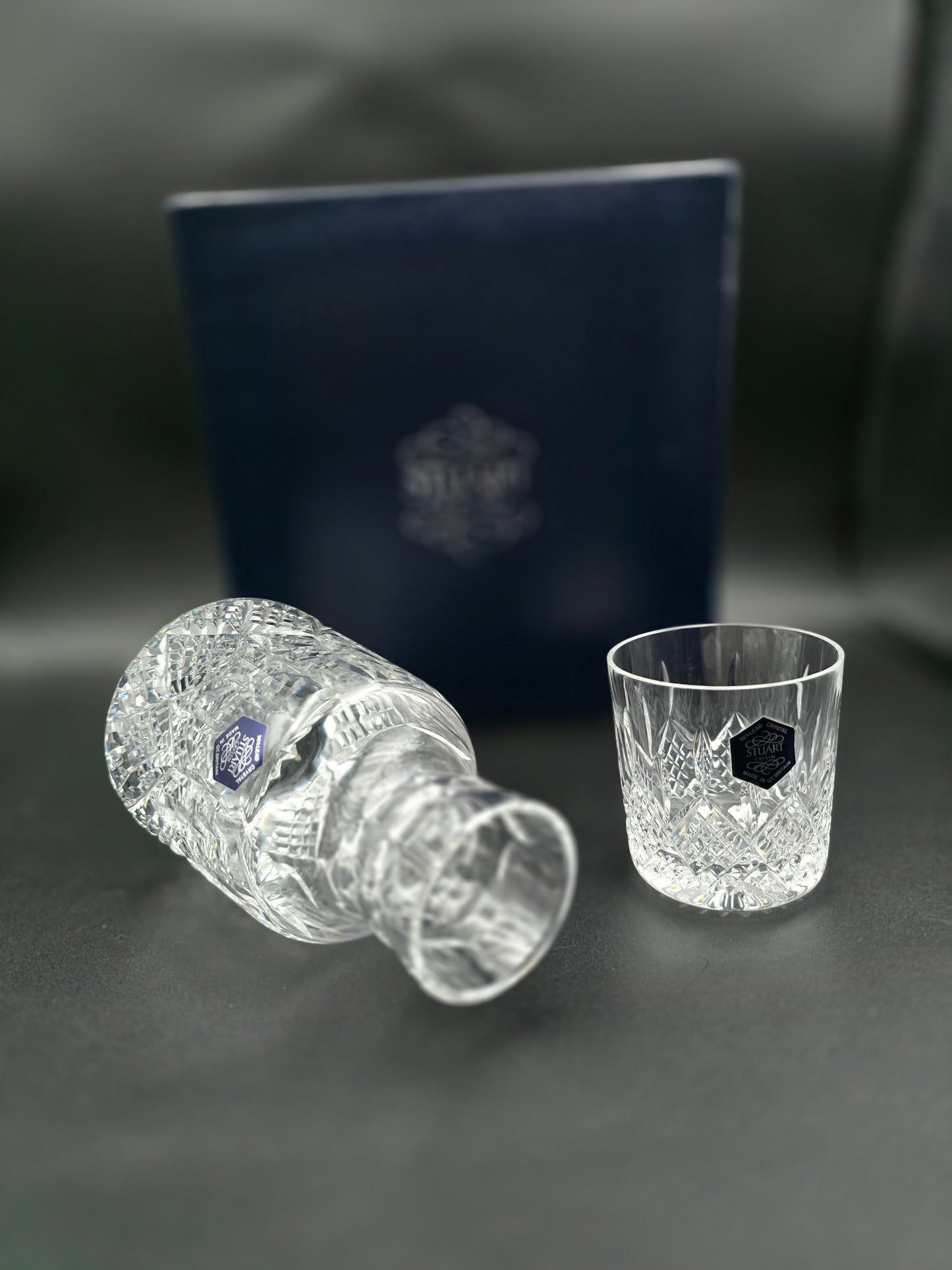 Stuart Crystal Shaftesbury pattern bedside Carafe and Tumbler set. Boxed