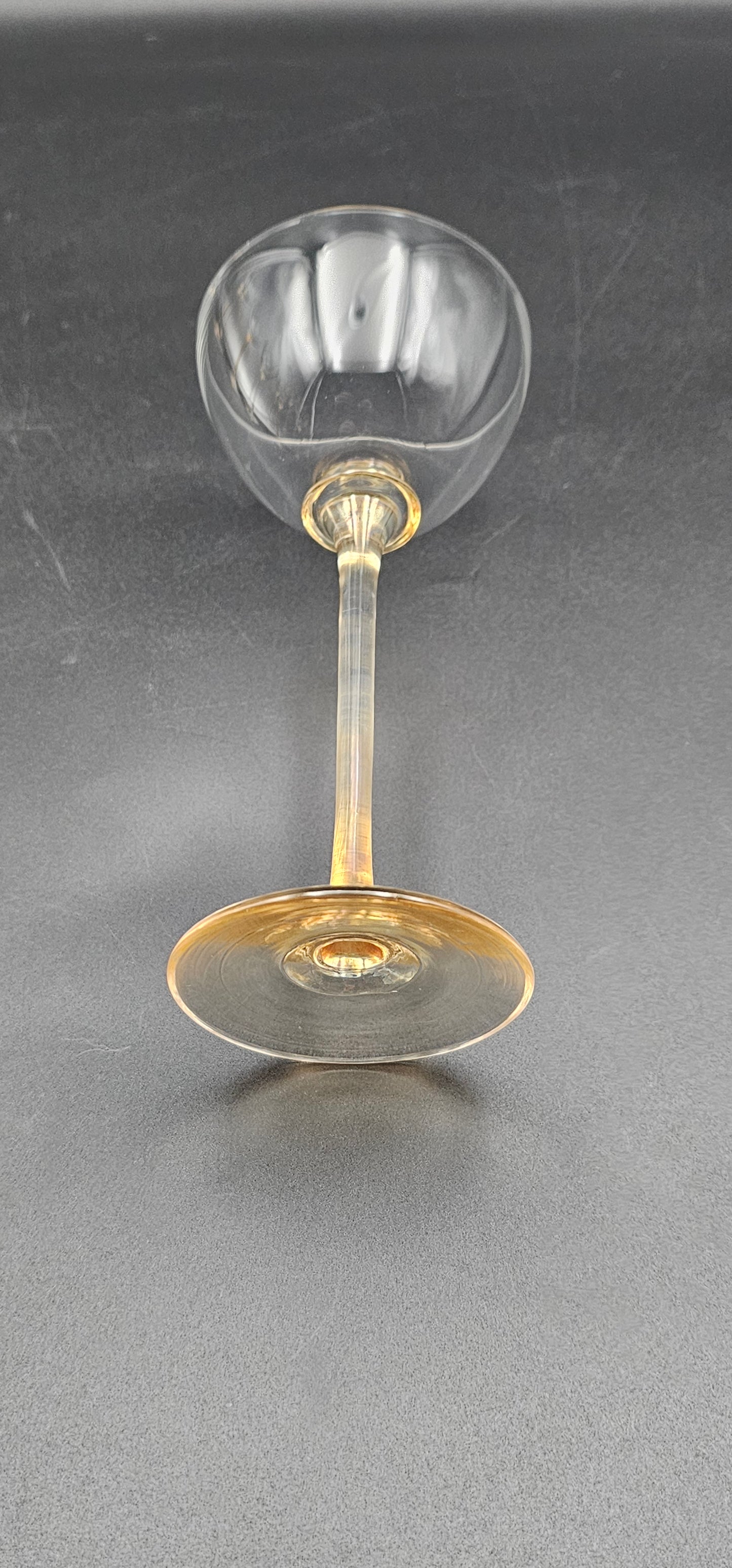 Set of 6 Tall stemmed amber Crystal Coupes 130ml 17.5cm tall