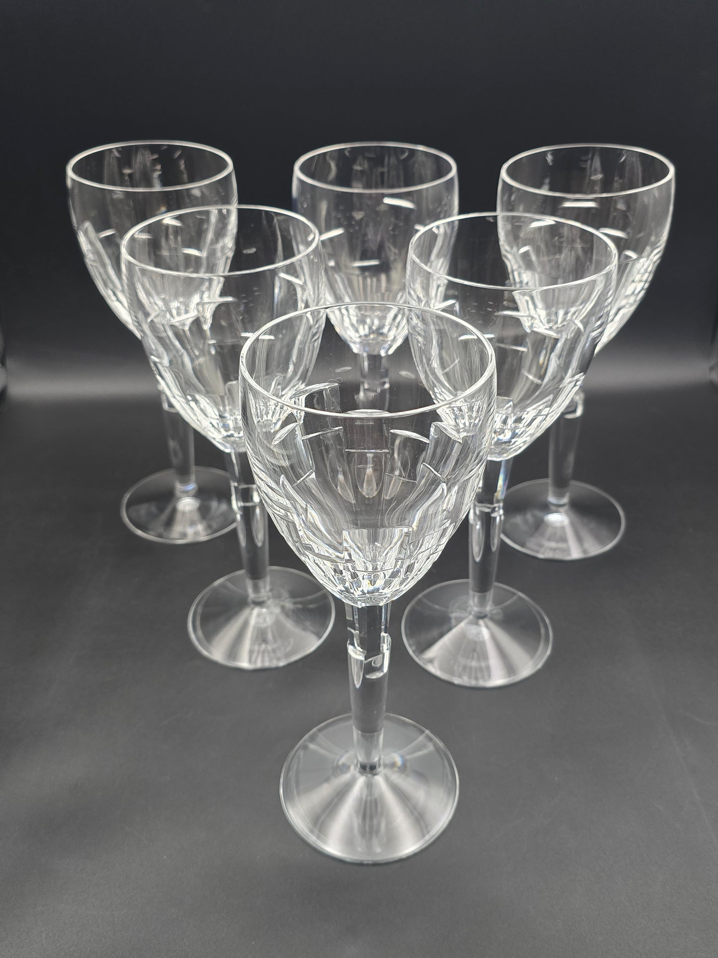 Set of 6 Stuart Crystal Ice Wine Glasses by Jasper Conran – 350ml Large Cut Crystal Goblets, Signed Vintage Glassware