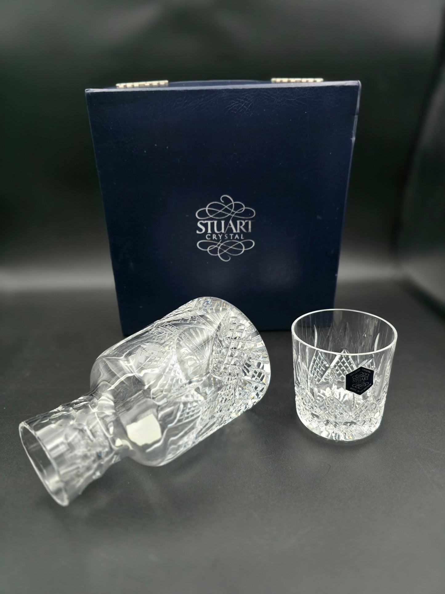Stuart Crystal Shaftesbury pattern bedside Carafe and Tumbler set. Boxed