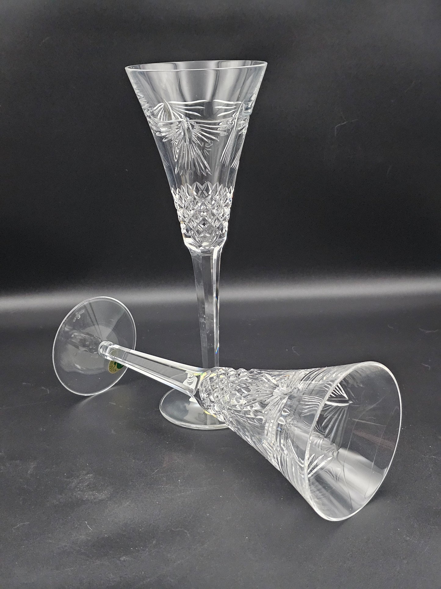 Waterford Crystal The Millennium Collection a toast to the Year 2000 Toasting Flutes Pair. Fifth Toast Peace