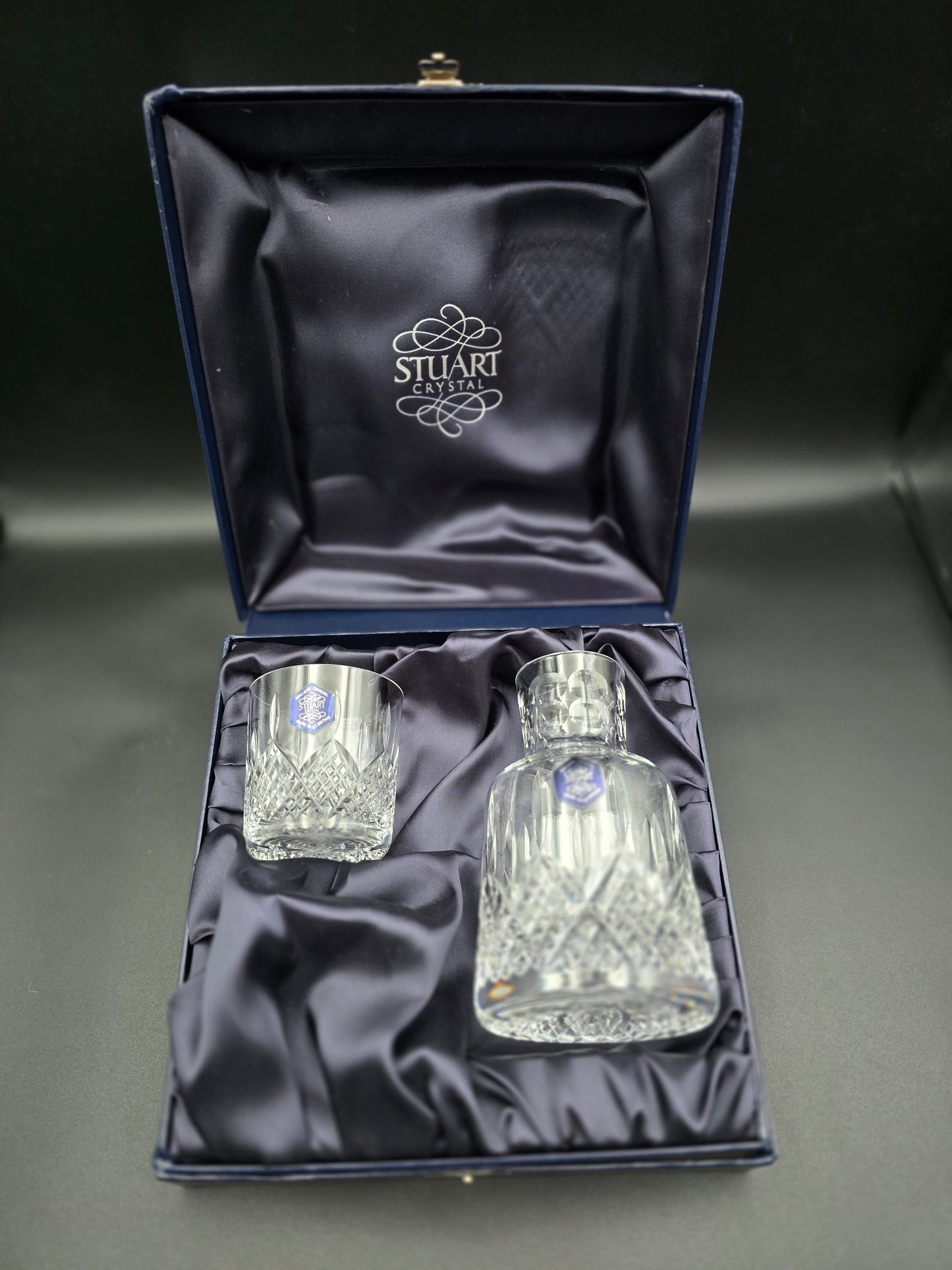Stuart Crystal Shaftesbury pattern bedside Carafe and Tumbler set. Boxed