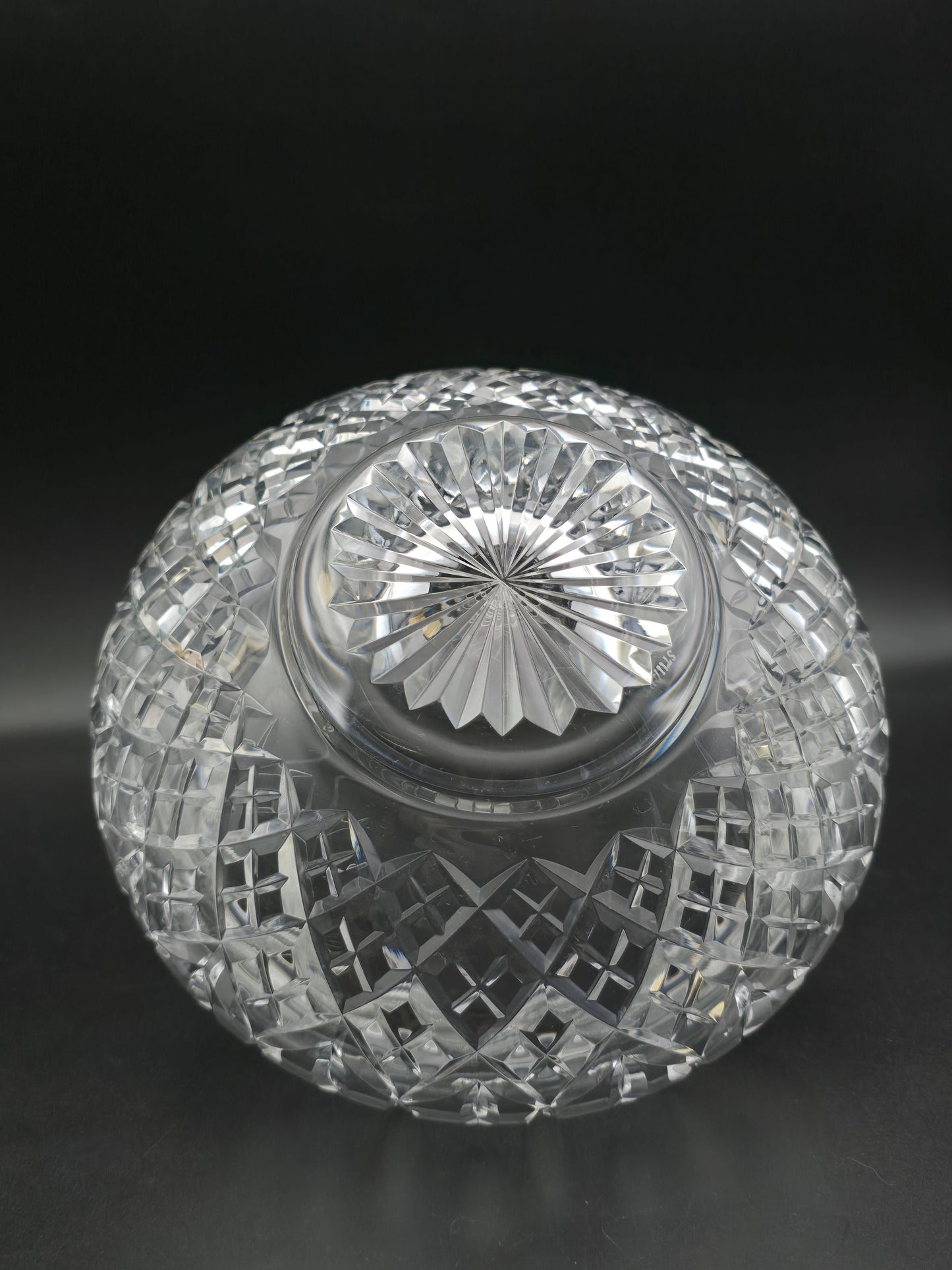 Stuart Crystal Shaftesbury Pattern Rose Bowl – Large 7.5" Vintage Posy Bowl – Heavyweight Cut Glass with Etched Mark & Starburst Base – 1.8kg Display Bowl
