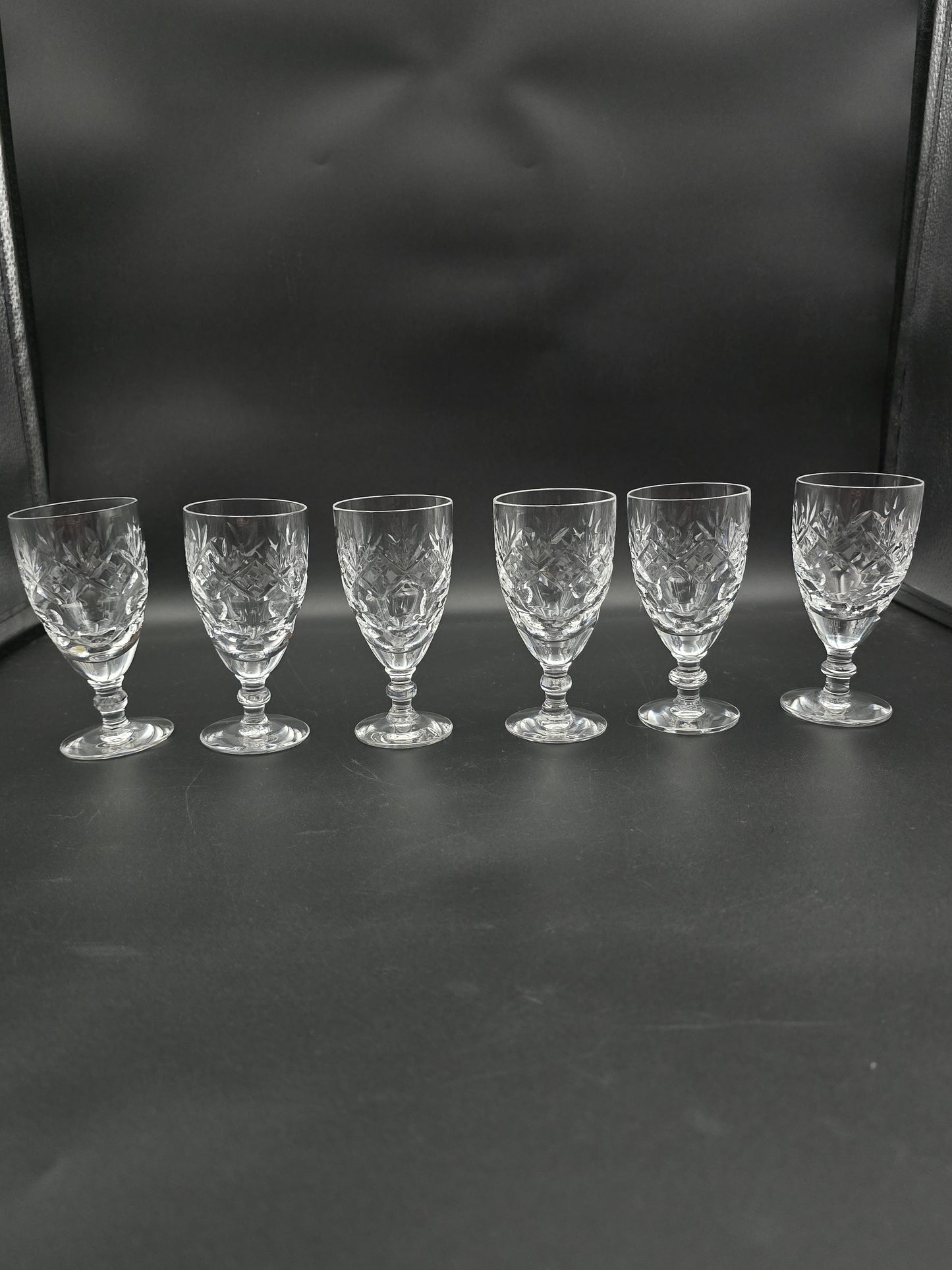 Set of 6 Royal Doulton Georgian Pattern Crystal Liqueur or Sherry glasses. 100ml