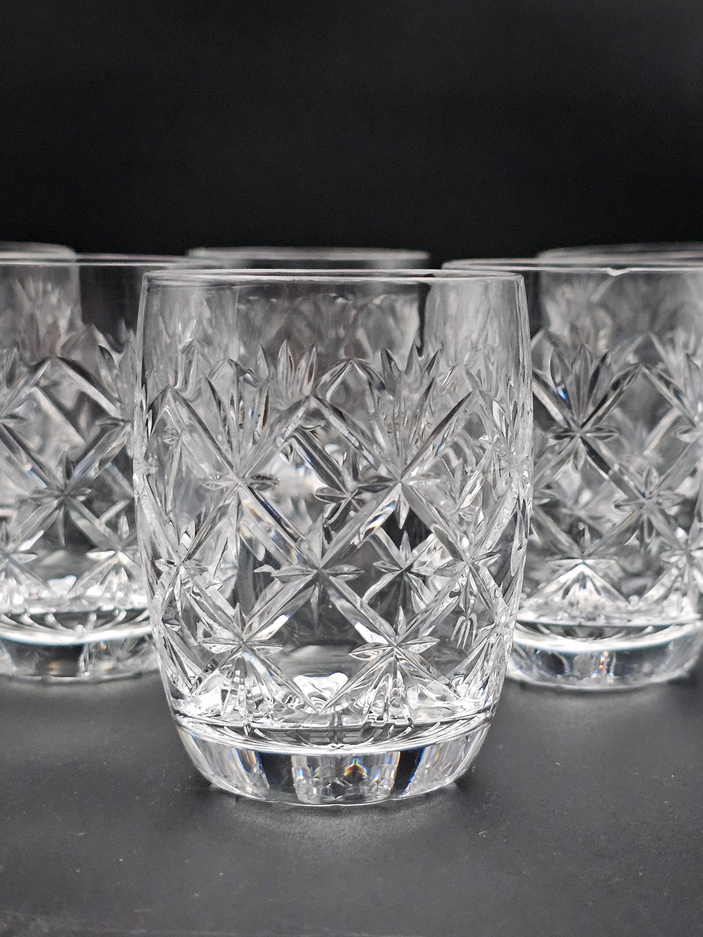 Set of 6 small Crystal Vodka or shot glasses. 7.5cm