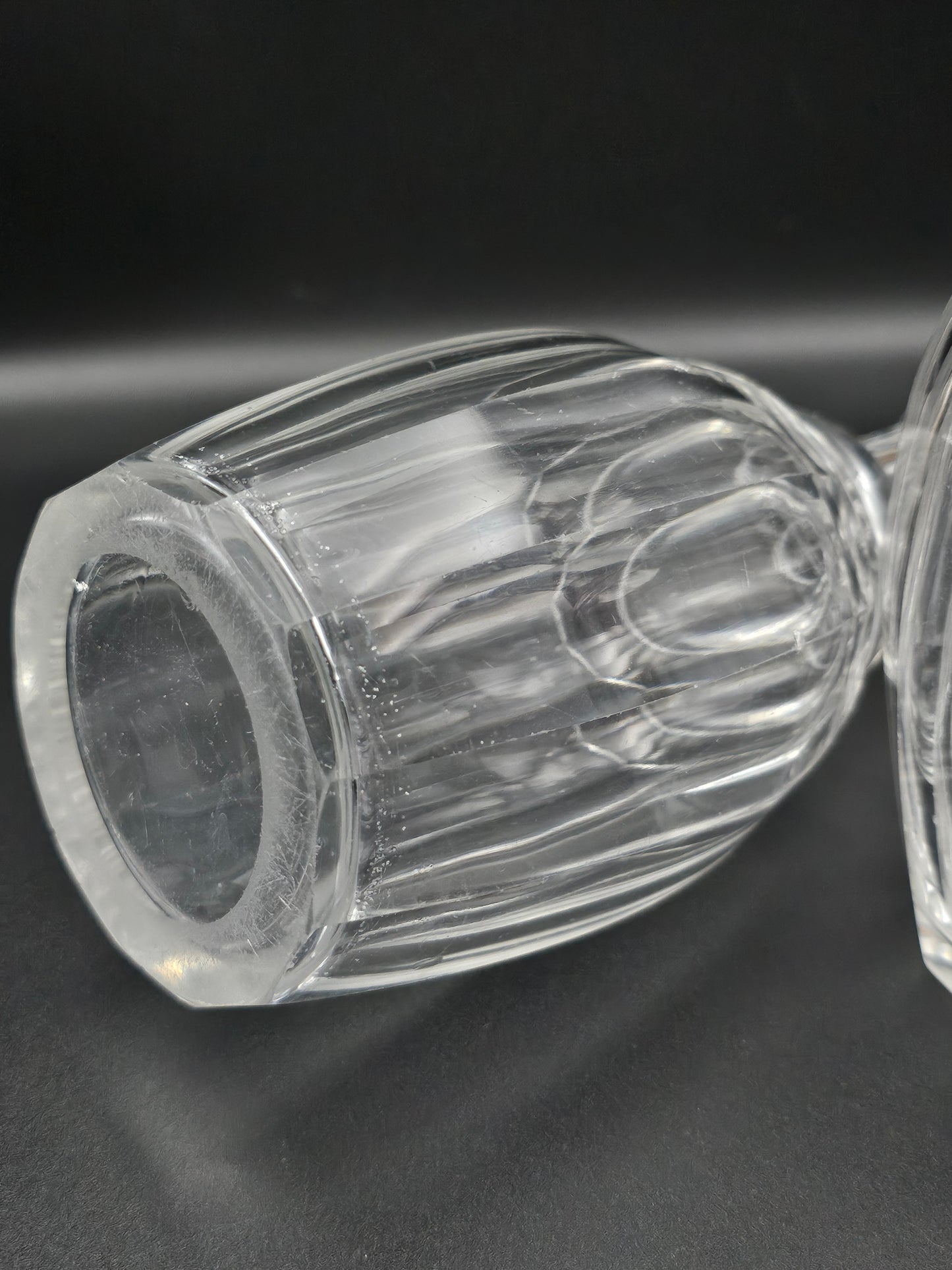 Pair of Small Vintage Decanters with Owl stoppers. 375ml. 20cm tall
