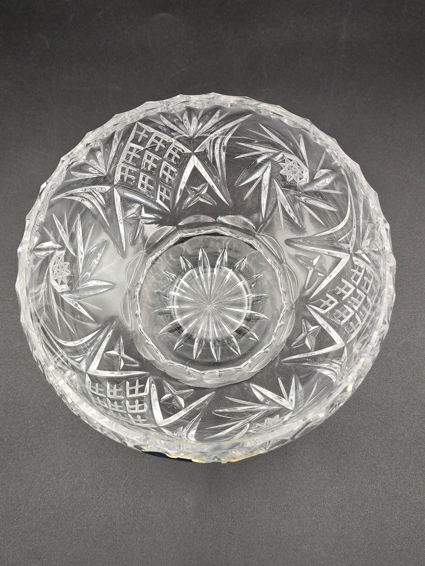 Bohemian Crystal Rose Bowl in Original Box – 6″ (15 cm) Hand‑Cut Lead Crystal, Footed Posy Bowl, Vintage Czech Glassware