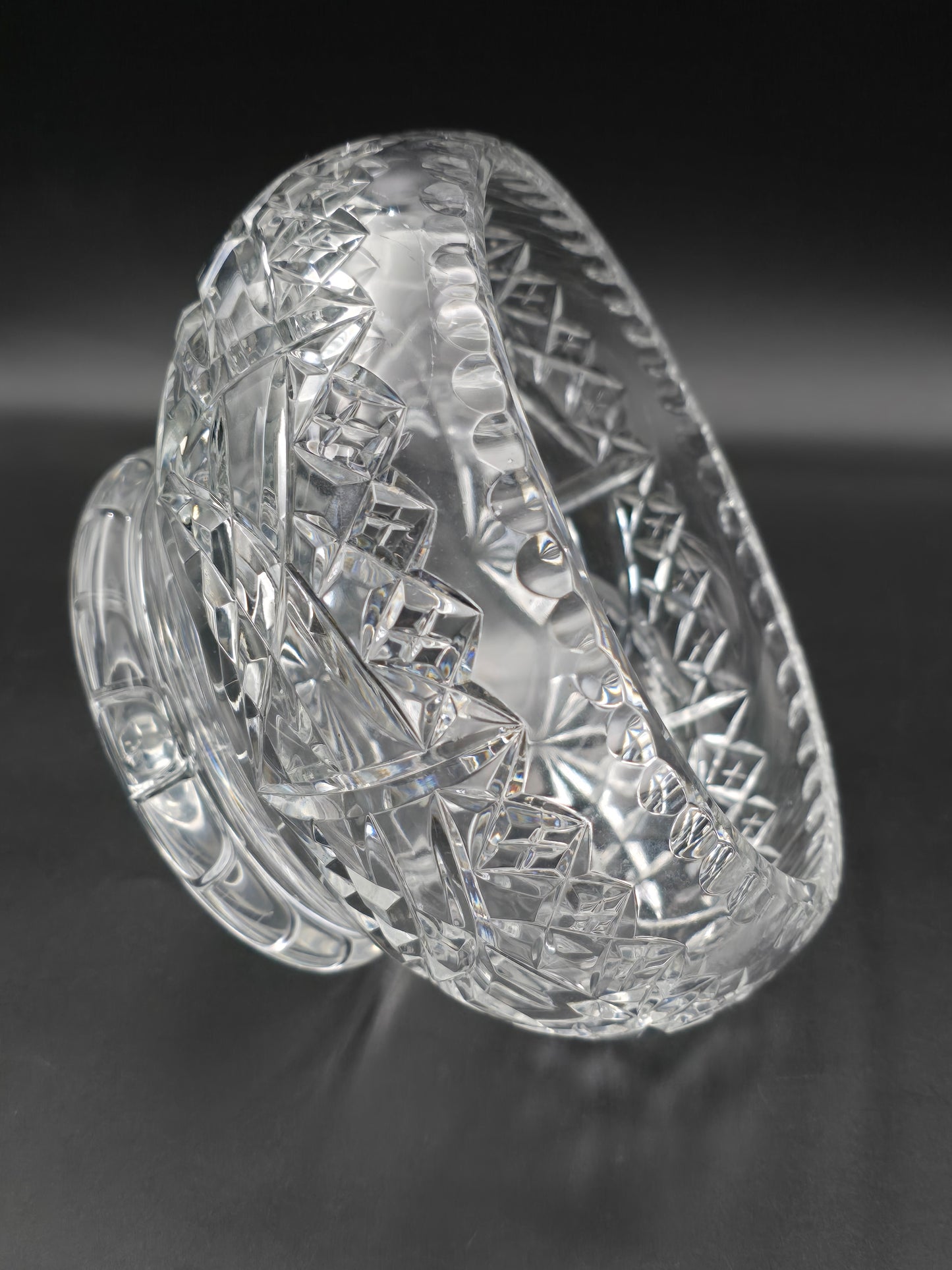 Vintage Lead Crystal Rose Bowl – 17.5cm Star Cut Base & Cross Pattern – Medium Table Centrepiece Vase