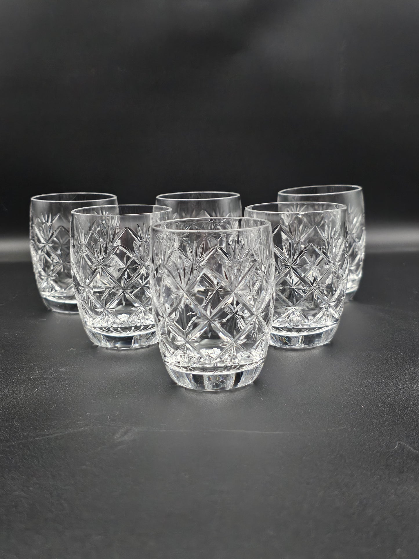 Set of 6 small Crystal Vodka or shot glasses. 7.5cm