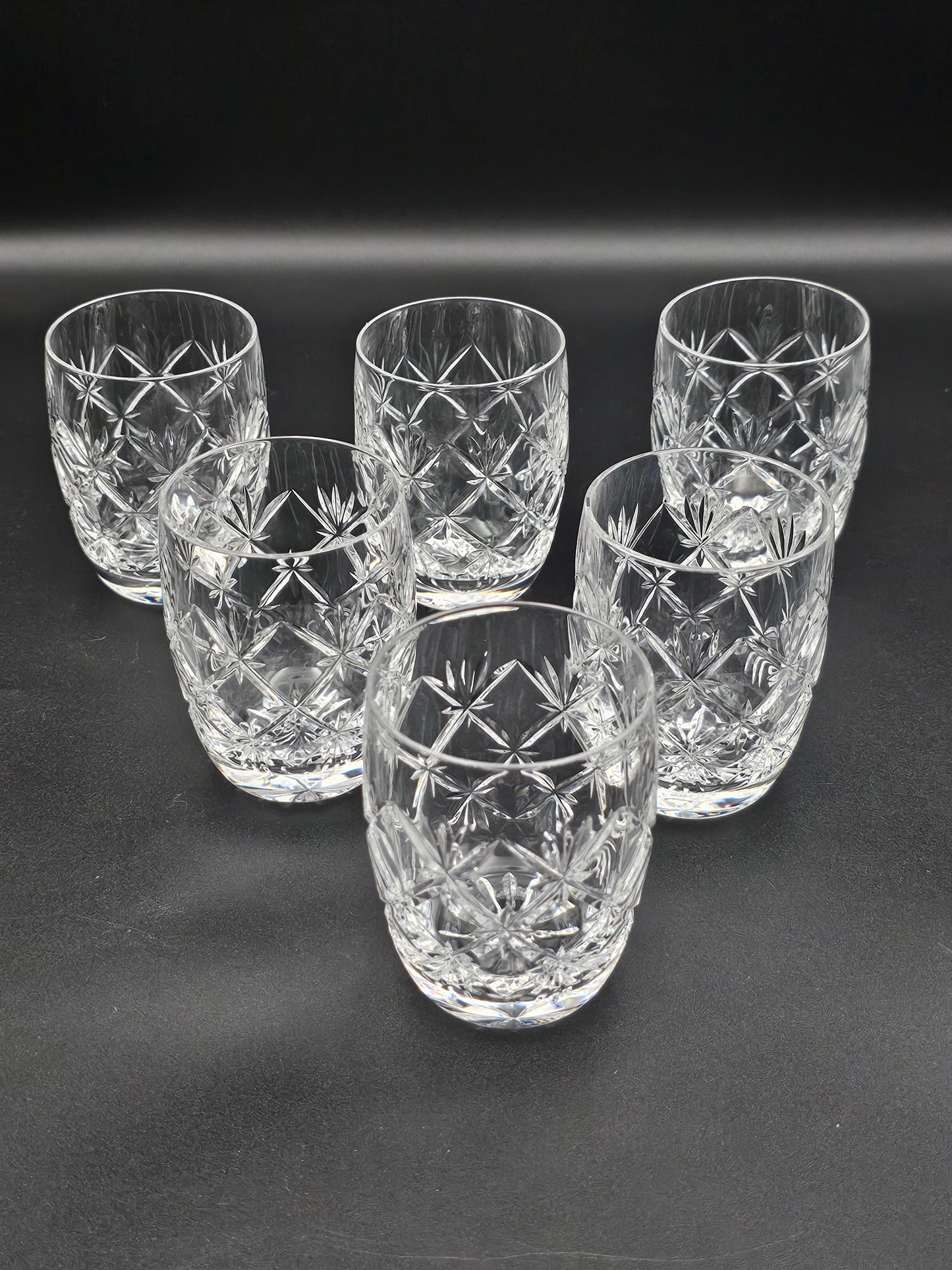 Set of 6 small Crystal Vodka or shot glasses. 7.5cm