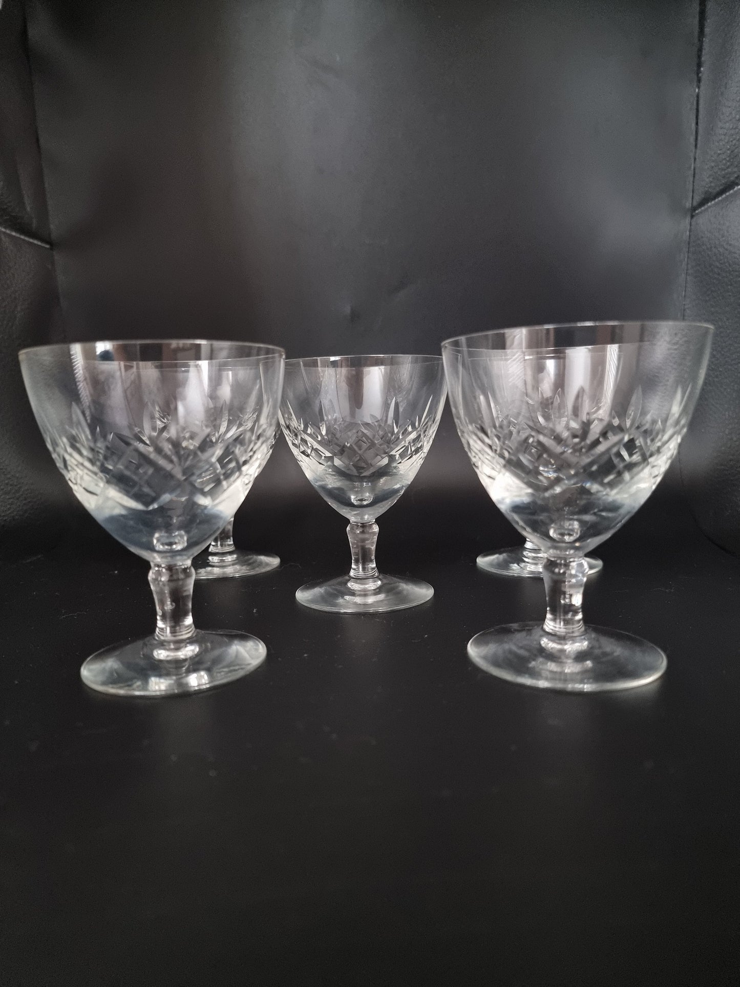 5 X Vintage Crystal Glass Champagne Coupes