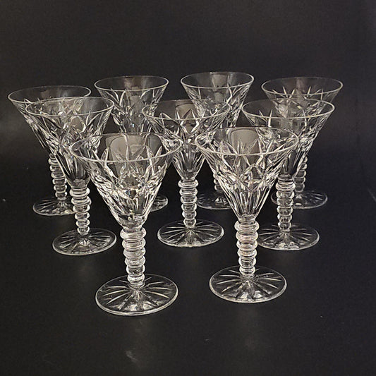 Set of 9 Vintage Crystal Stems Glasses.