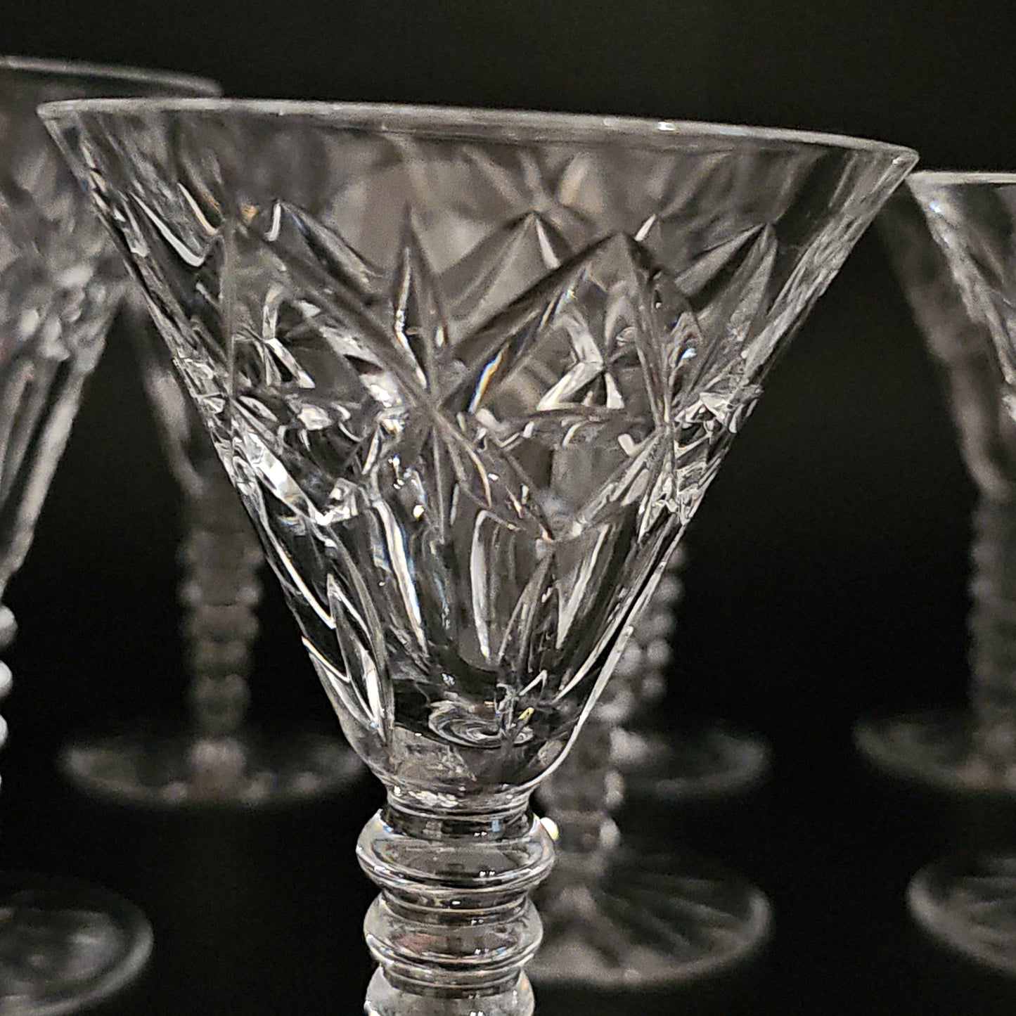 Set of 9 Vintage Crystal Stems Glasses.