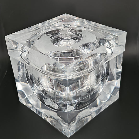 Pirelli Alessandro Albrizzi Lucite World Globe Form Ice Bucket.