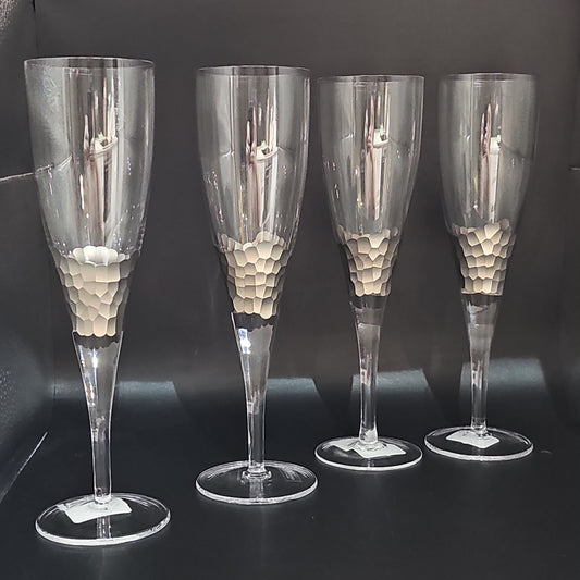 Kim Seybert Paillette Large Golden effect Champagne Flutes, set of 4. 300ml