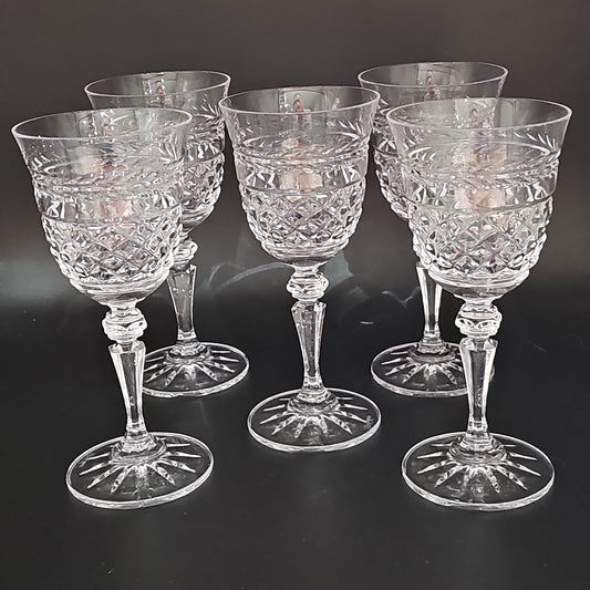 Galway Crystal Leah Pattern Wine Glasses x 5. 175ml