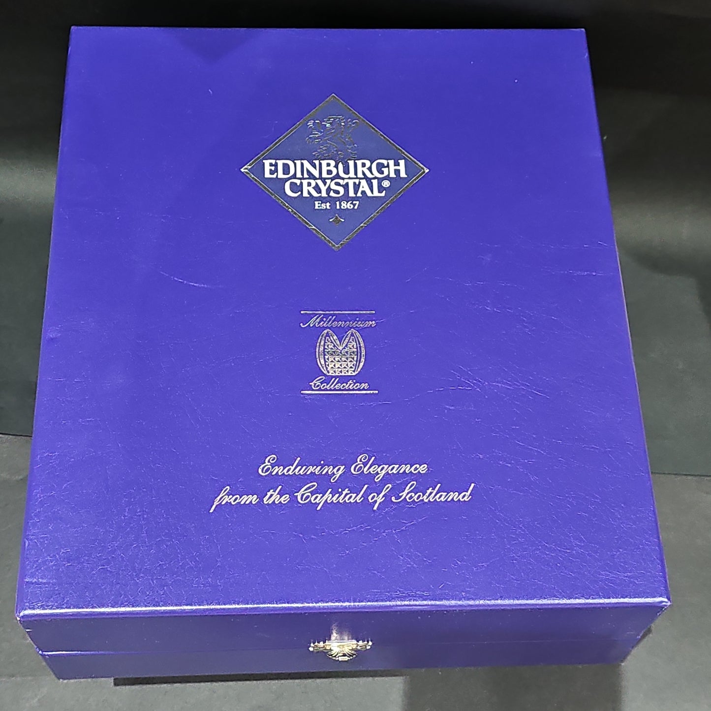 Edinburgh Crystal Millennium Collection large Pair of wine glasses in Original Box.300ml 22cm