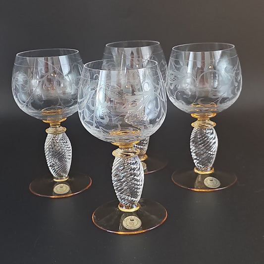 Set of 4 Crystal Theresienthal Pieroth-Romer Exclusive small wine glasses. 175ml
