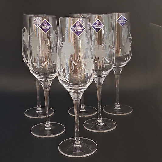 Edinburgh Crystal Set of 6 Vintage Champagne Flutes. Boxed