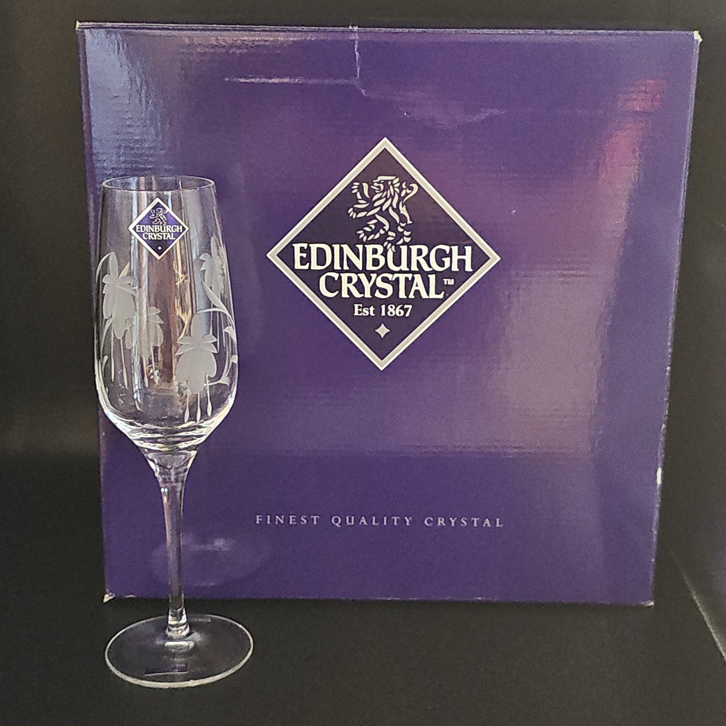 Edinburgh Crystal Set of 6 Vintage Champagne Flutes. Boxed