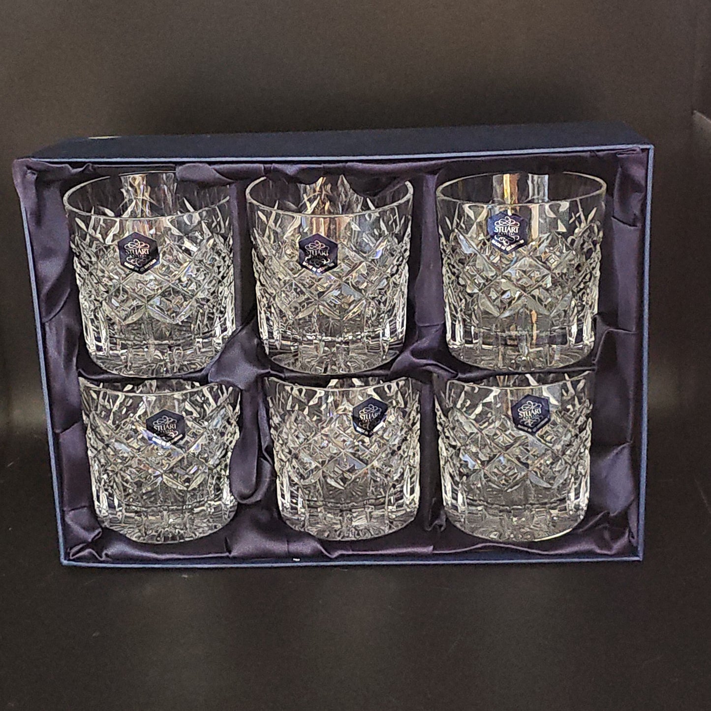 Stuart Crystal Blenheim pattern Crystal Whisky Tumblers. Boxed. 8oz (Copy) (Copy)