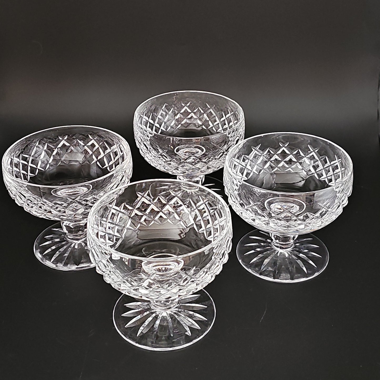 Waterford Crystal Boyne Pattern set of 4 Crystal dessert or starter bowls.