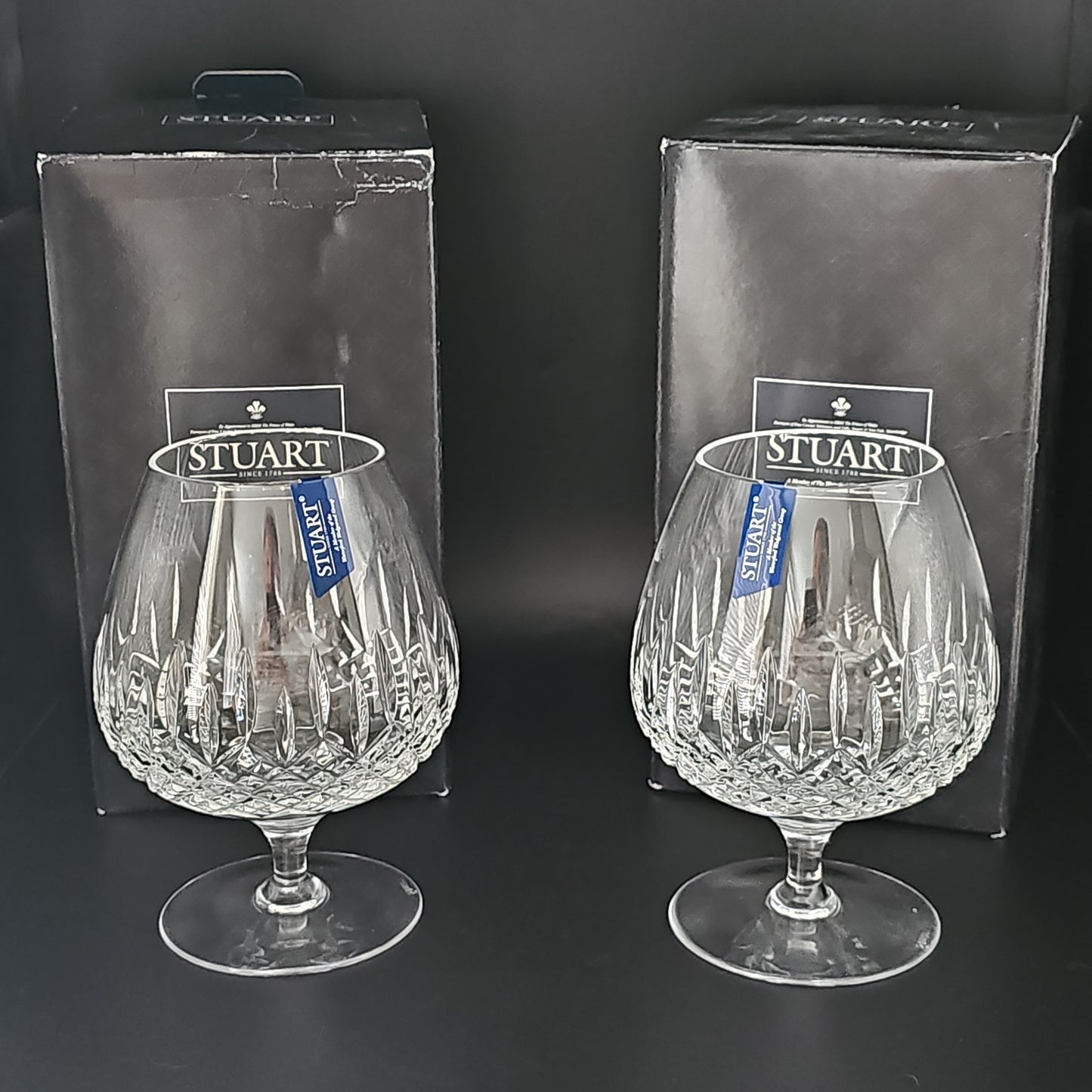 Pair of Stuart Crystal Madison Large Brandy glasses. 20oz