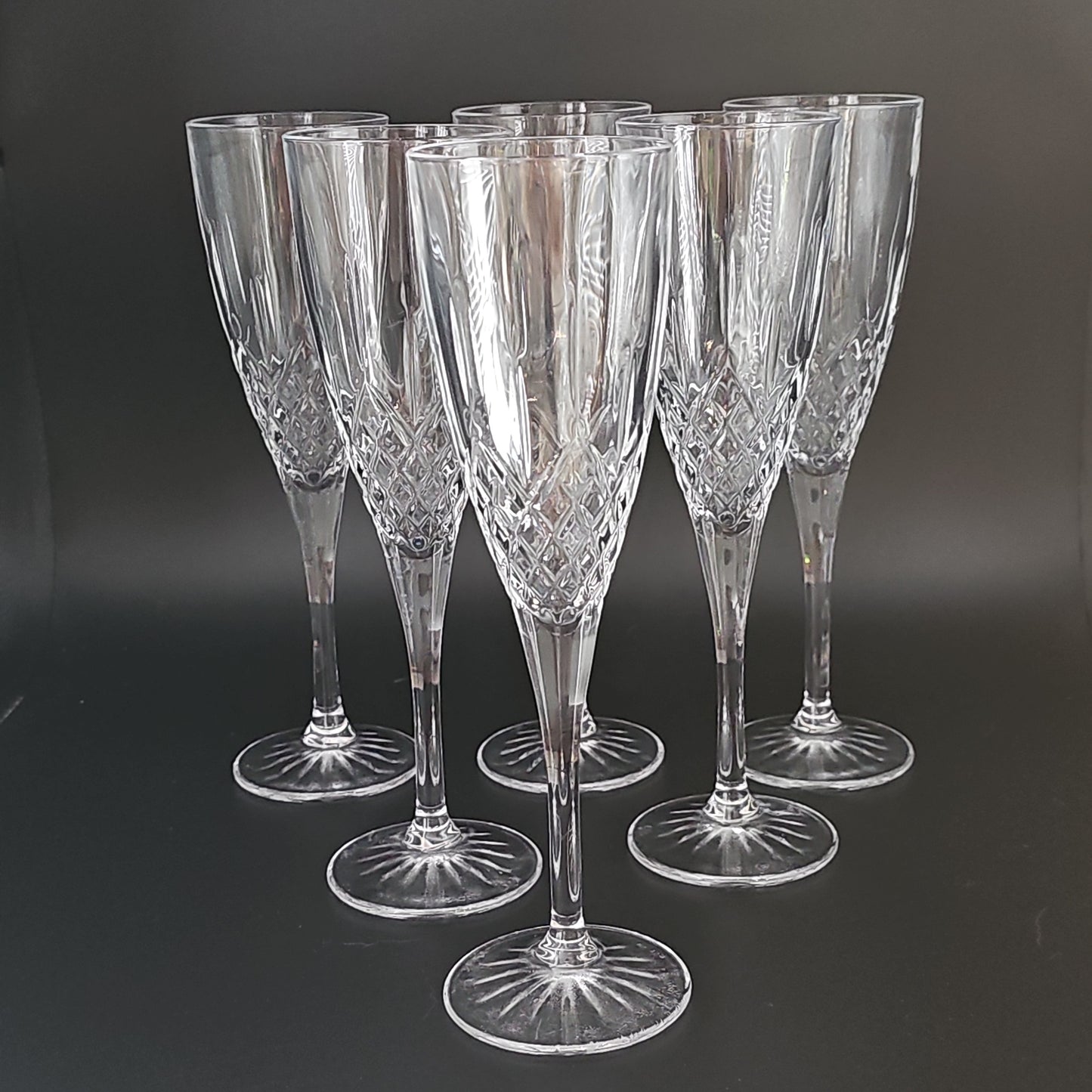 Royal Doulton Champagne Flutes.  Earlswood Pattern. Full Set of 6