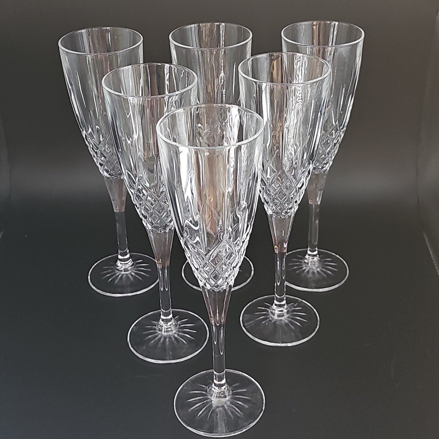 Royal Doulton Champagne Flutes.  Earlswood Pattern. Full Set of 6