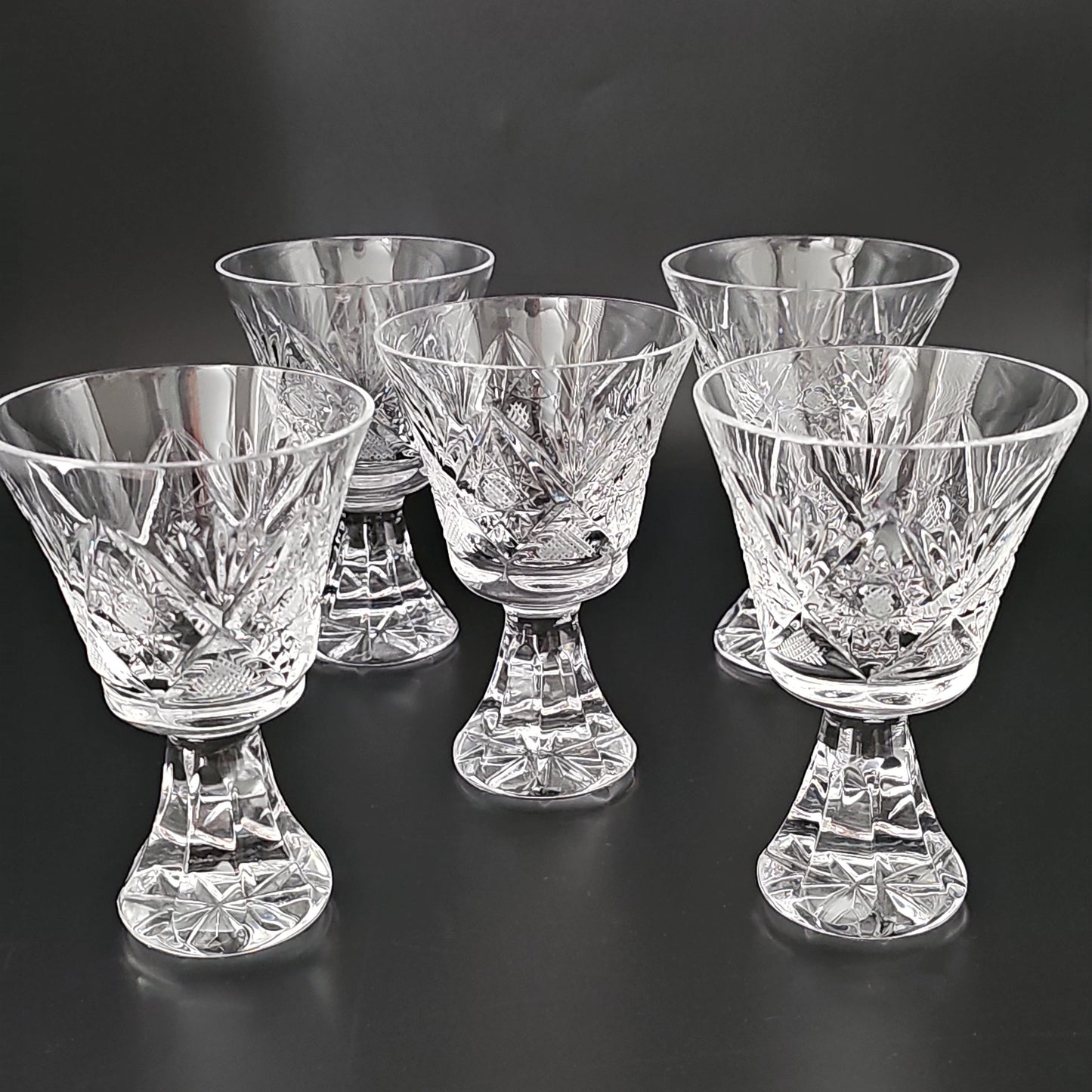 Set of 5 Crystal Sherry or Port Glasses. 150ml