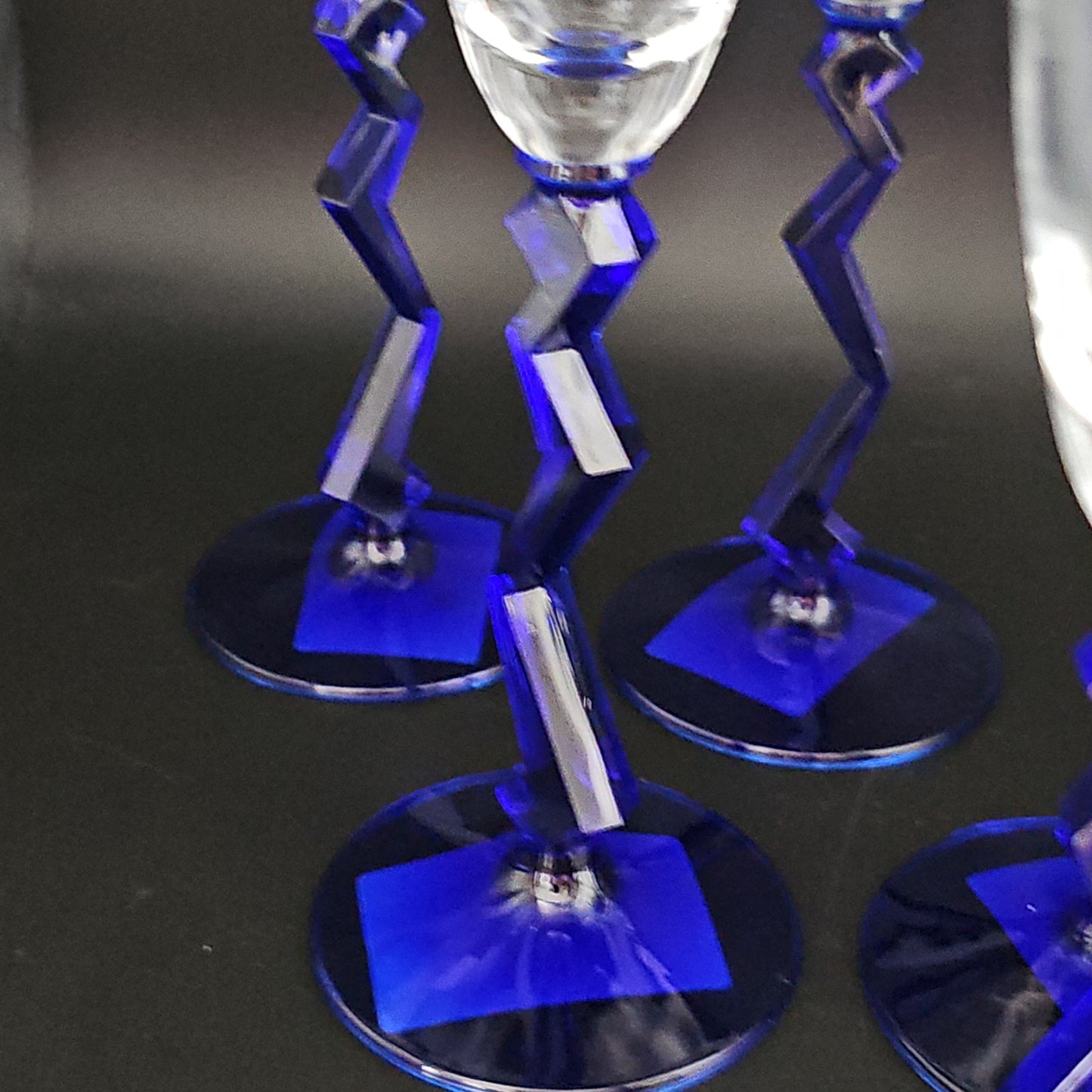 Schott Zwiesel Blue Crystal Zig Zag Champagne Flutes. Full set of 6.