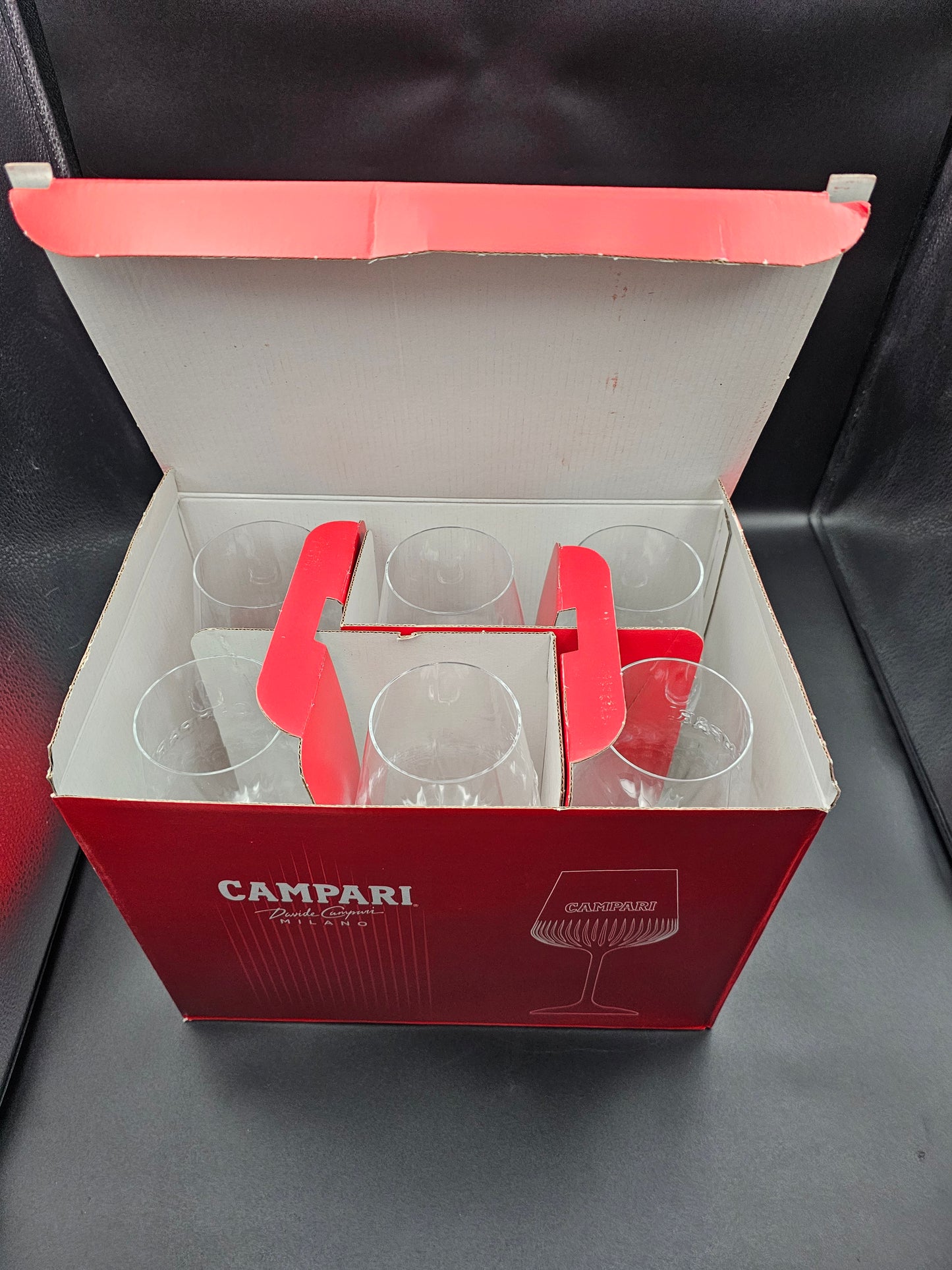 Campari Spritz Milano Glasses.SET OF 6! Ideal for Campari or Aperol Spritz. 490ml Brand New Boxed