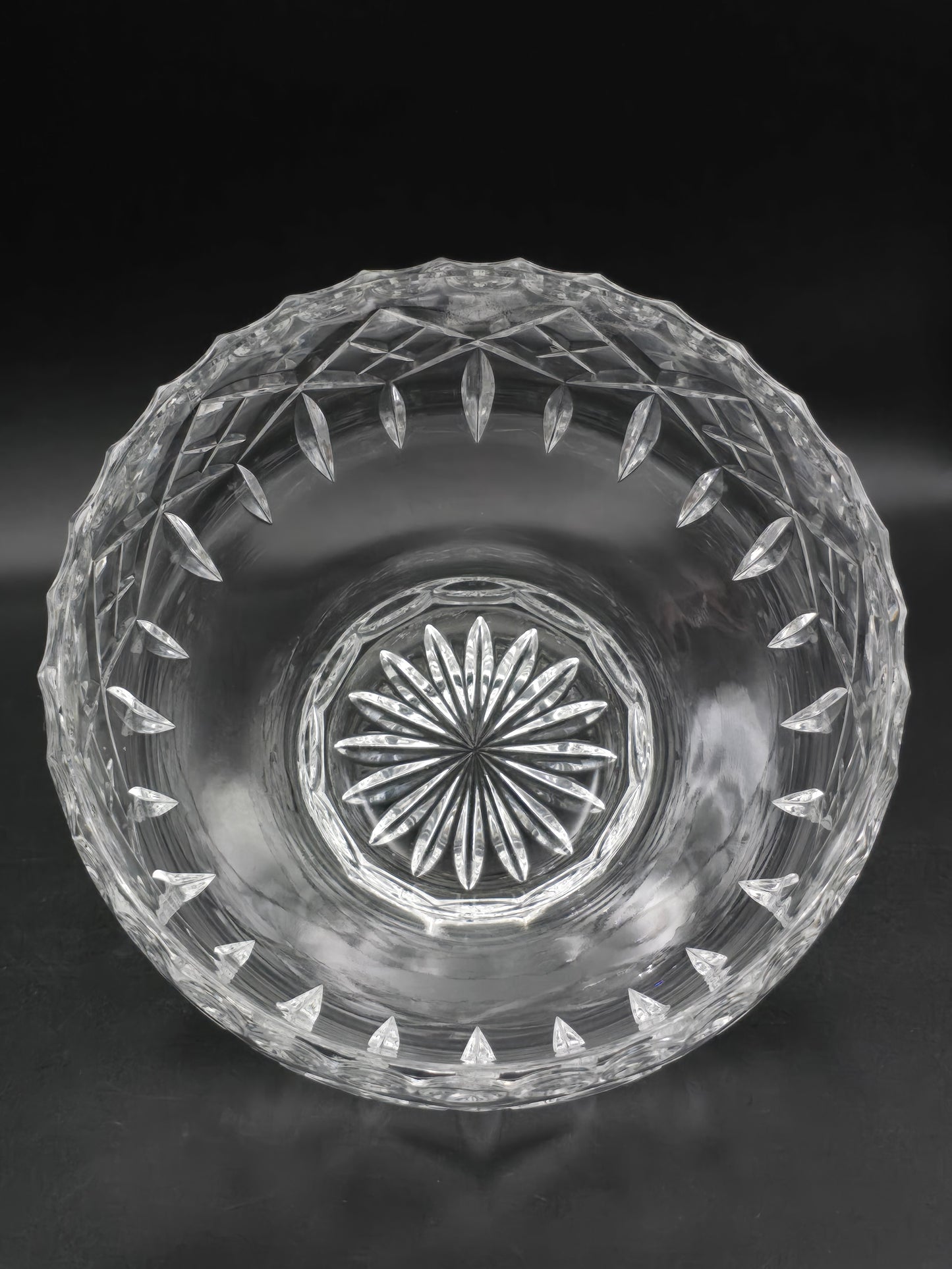 Large Vintage Crystal Rose Posy Bowl – Fluted & Cross-Cut Design with Star-Cut Base – 6.5” Wide, 1.4kg