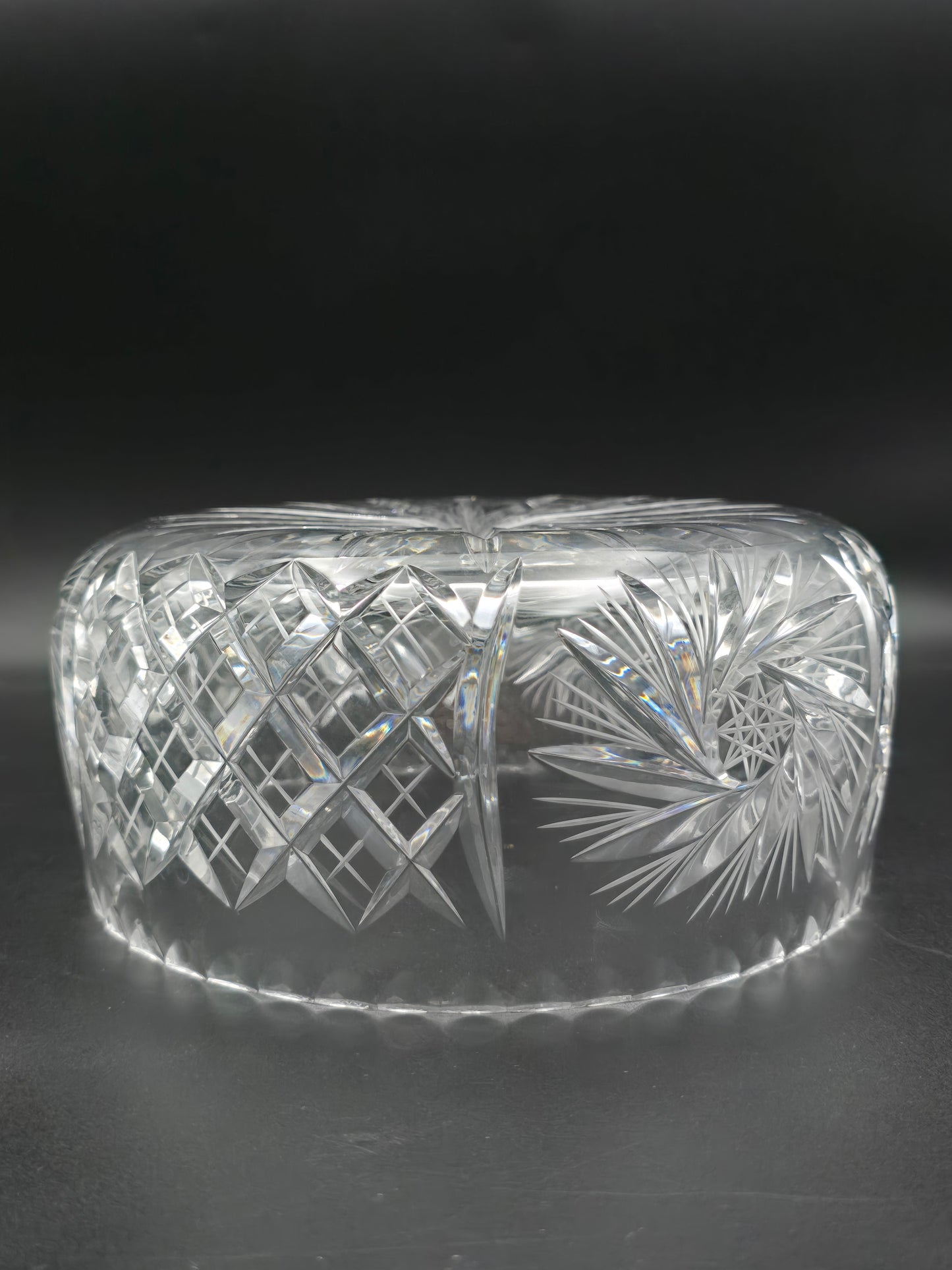 Bohemia 8-Inch Hand-Cut Lead Crystal Fruit Bowl | Pinwheel Pattern | Star Base | Boxed | Made in Czech Republic | Heavy Crystal